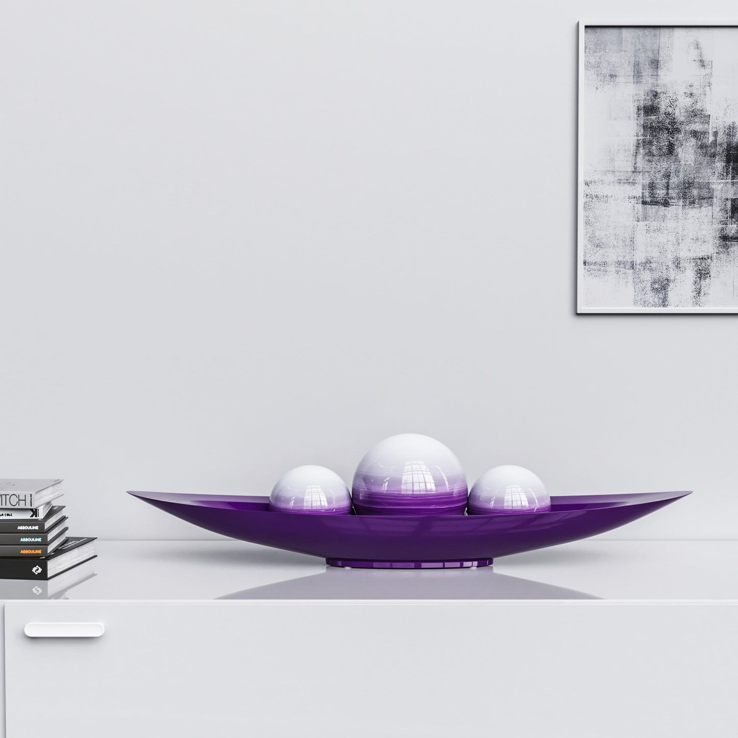 Ceramic Canoe & Three Balls Set - Faded Marbles - Synchrony Art INC