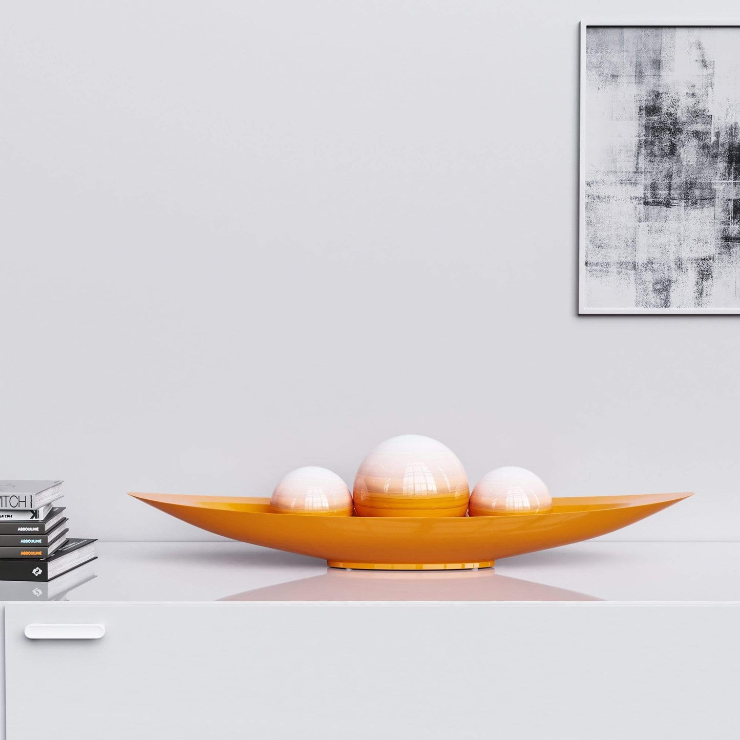 Ceramic Canoe & Three Balls Set - Faded Marbles - Synchrony Art INC
