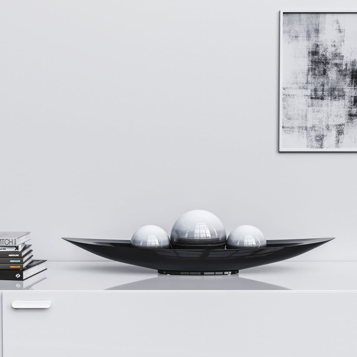 Ceramic Canoe & Three Balls Set - Faded Marbles - Synchrony Art INC