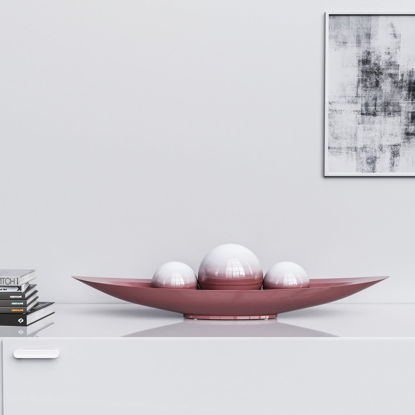 Ceramic Canoe & Three Balls Set - Faded Marbles - Synchrony Art INC