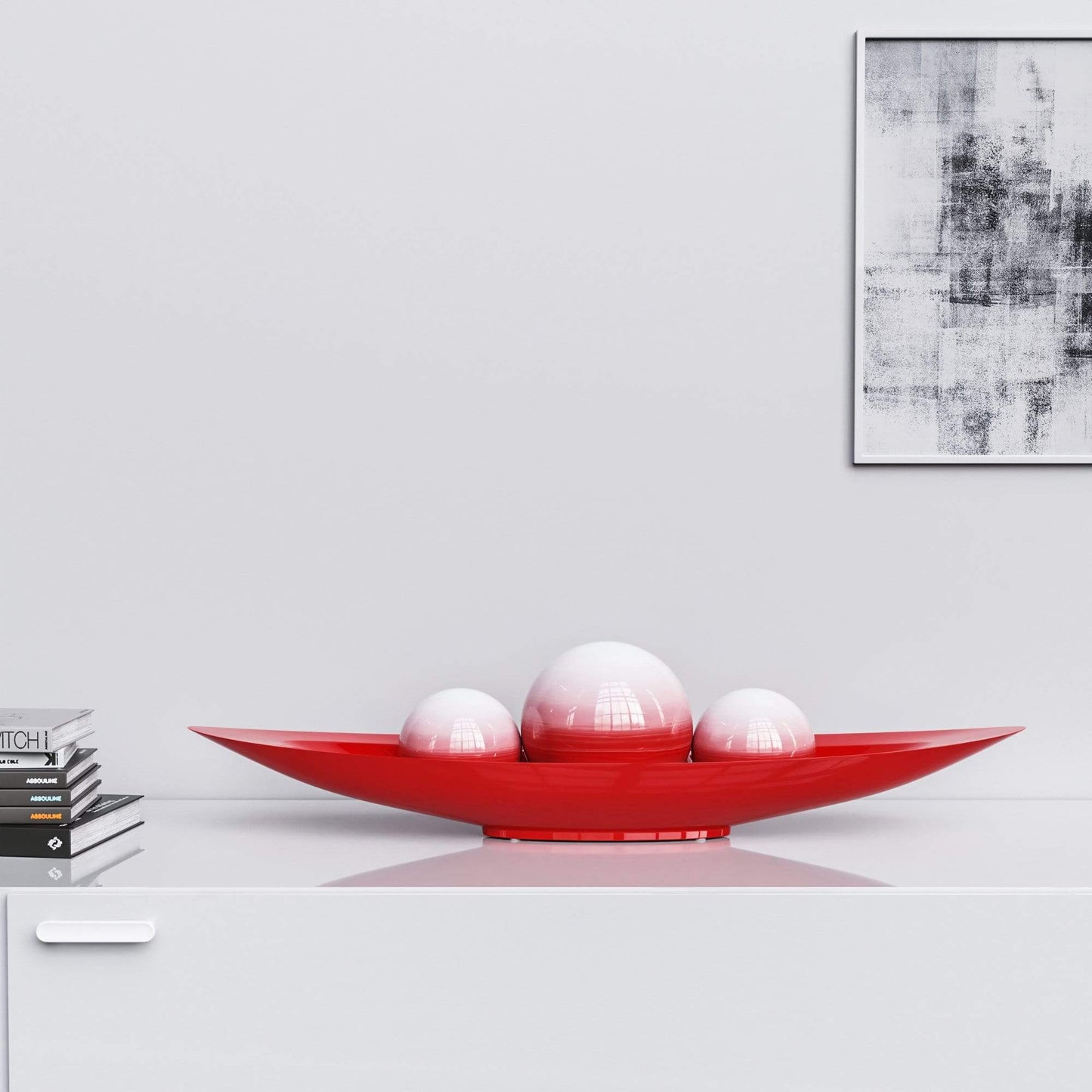 Ceramic Canoe & Three Balls Set - Faded Marbles - Synchrony Art INC