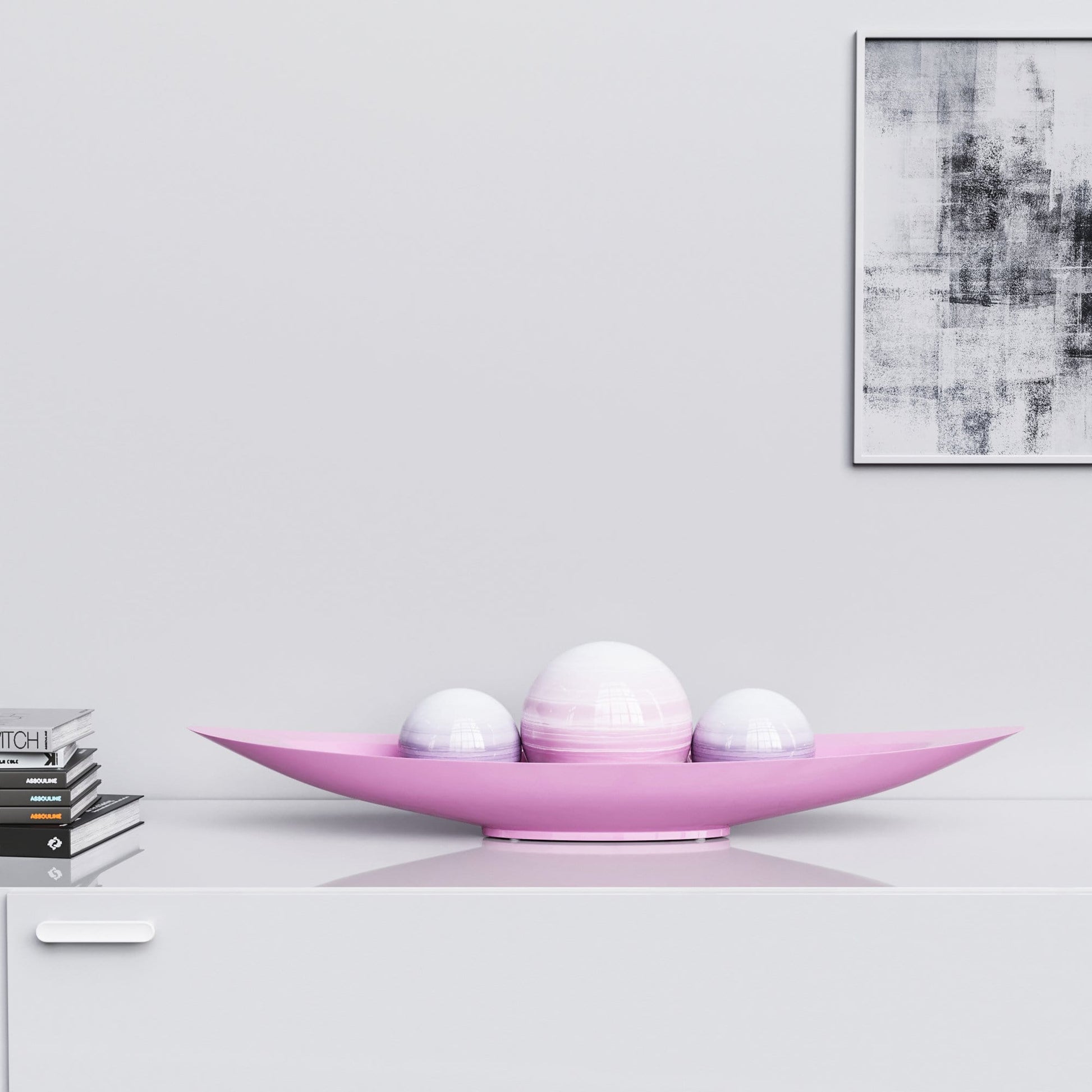 Ceramic Canoe & Three Balls Set - Faded Marbles - Synchrony Art INC