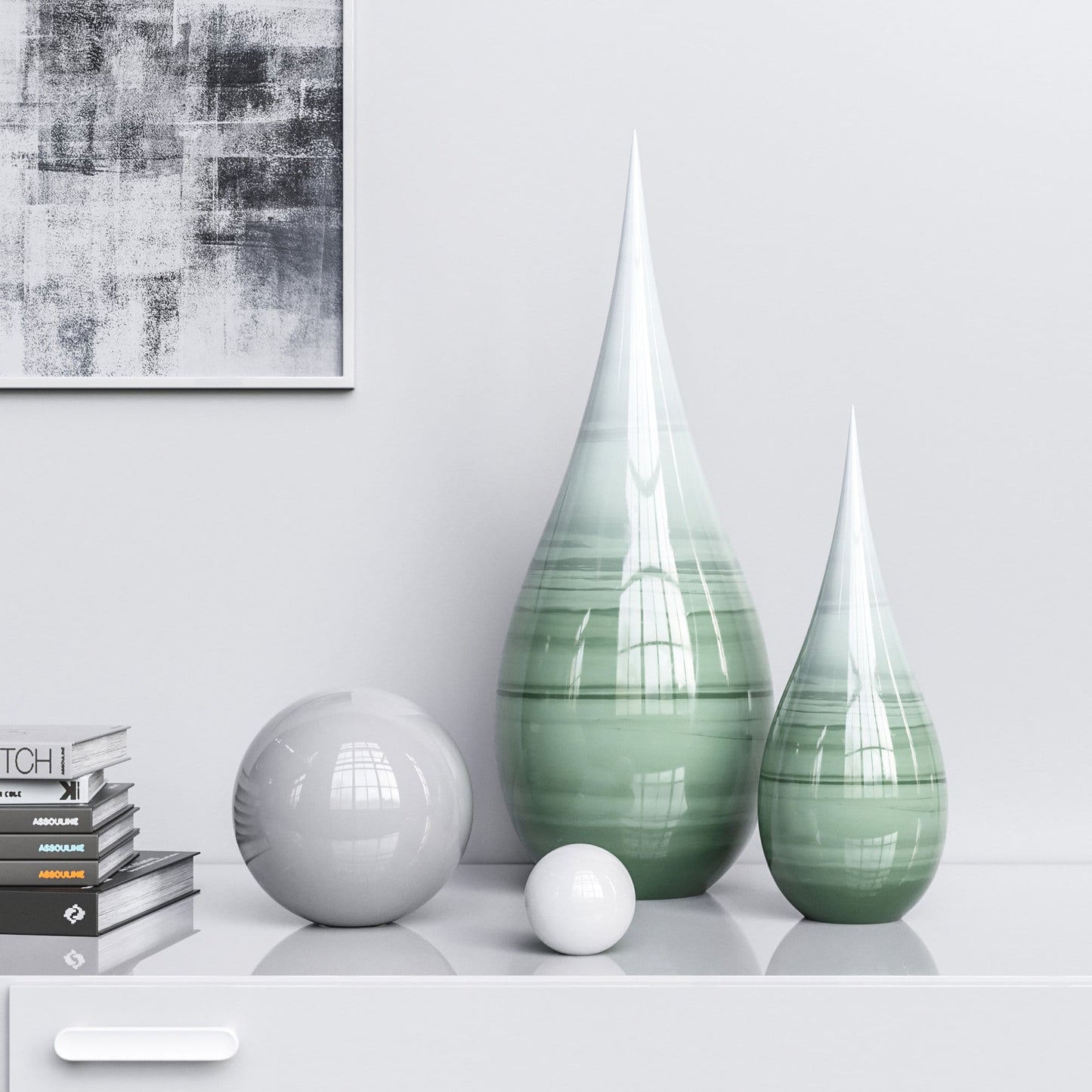 Ceramic Drop & Sphere Set - Faded Marble - Synchrony Art INC