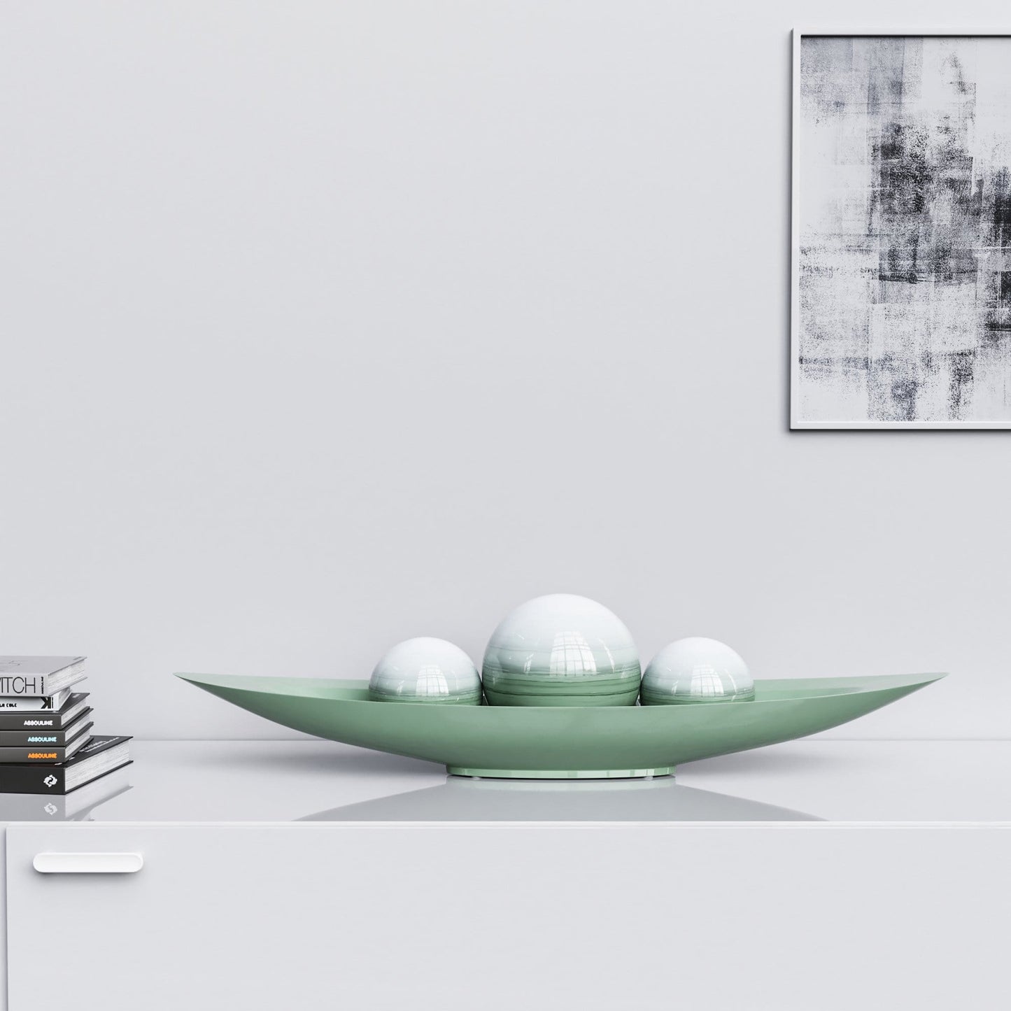 Ceramic Canoe & Three Balls Set - Faded Marbles - Synchrony Art INC