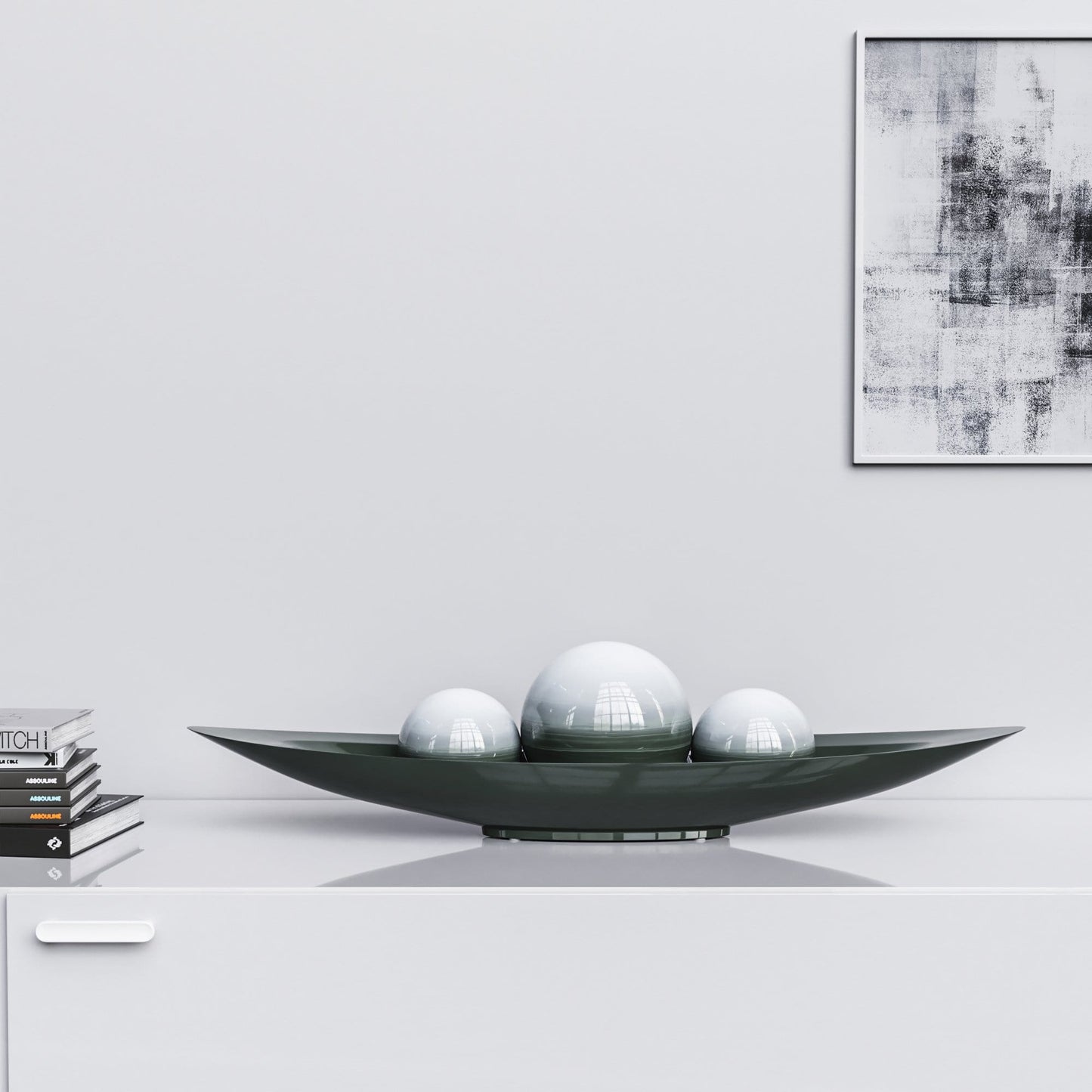 Ceramic Canoe & Three Balls Set - Faded Marbles - Synchrony Art INC