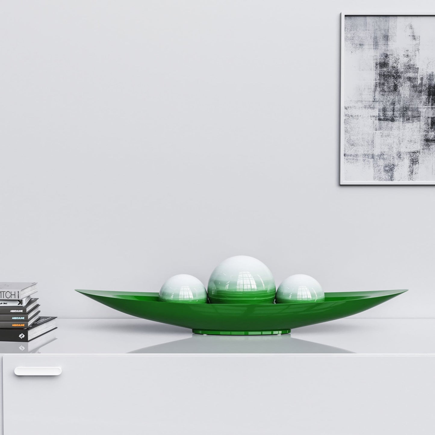 Ceramic Canoe & Three Balls Set - Faded Marbles - Synchrony Art INC