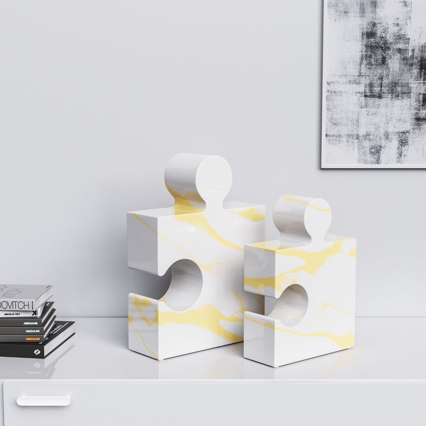 Ceramic Puzzle Set - Classic - White Marbles - Synchrony Art INC