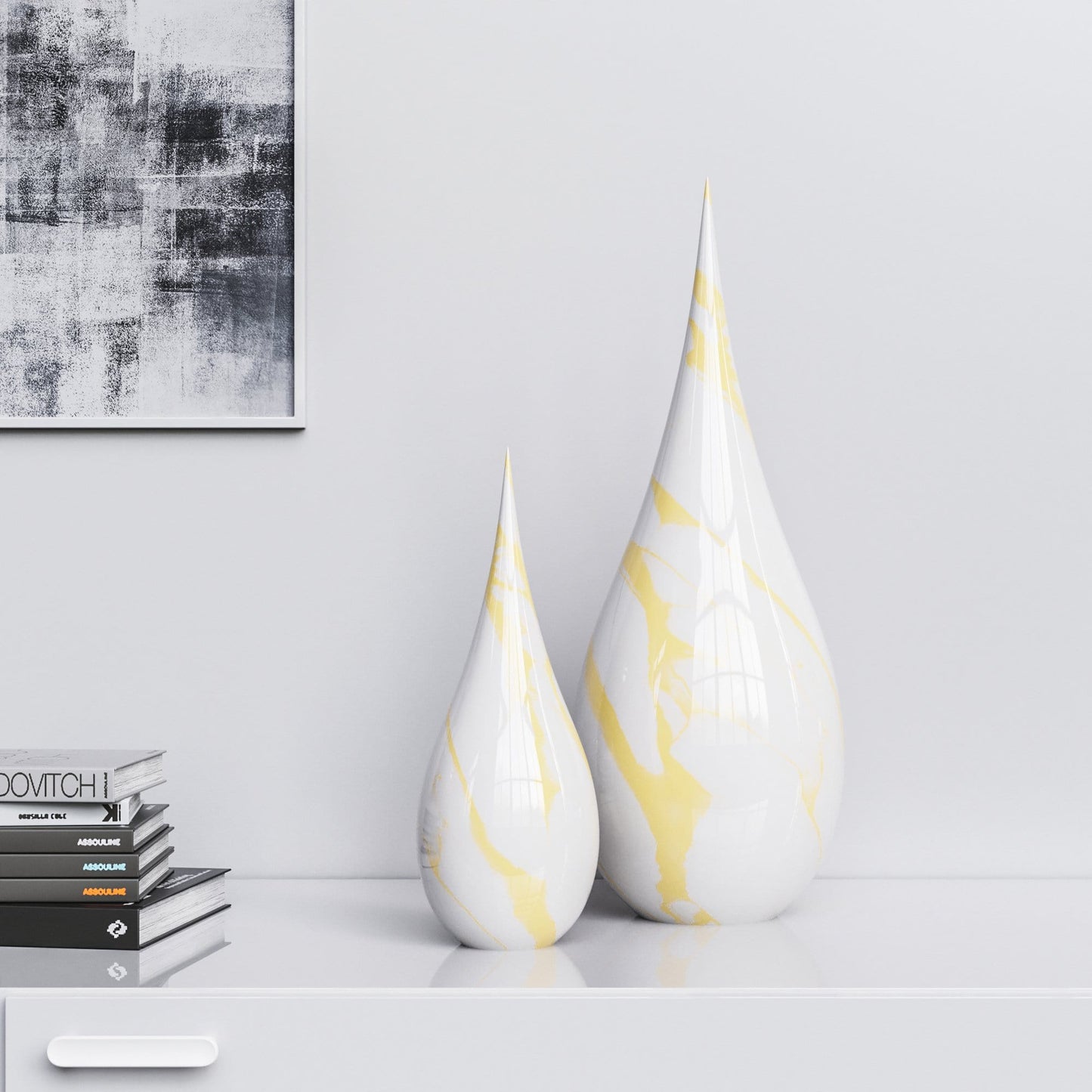 Ceramic Drop Set - White Marbles - Synchrony Art INC