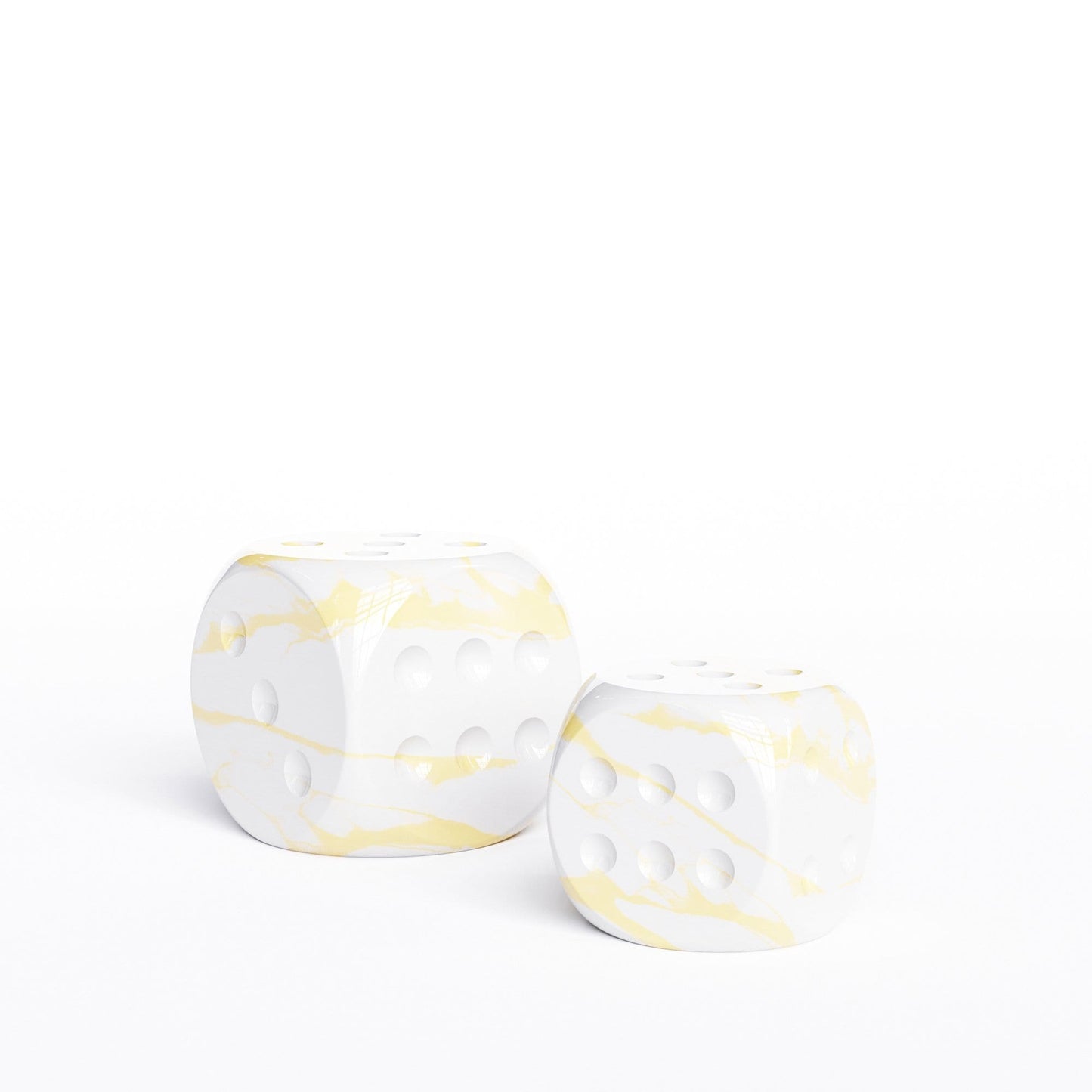 Ceramic Dice Set - White Marbles - Synchrony Art INC