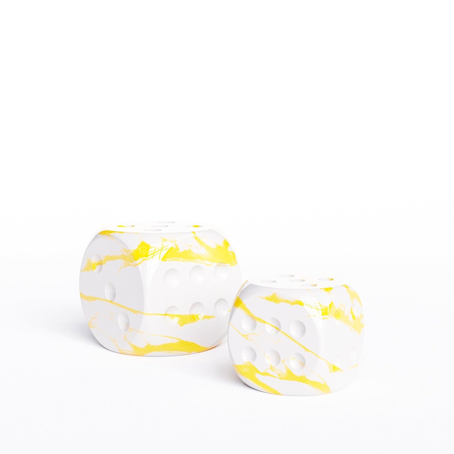 Ceramic Dice Set - White Marbles - Synchrony Art INC