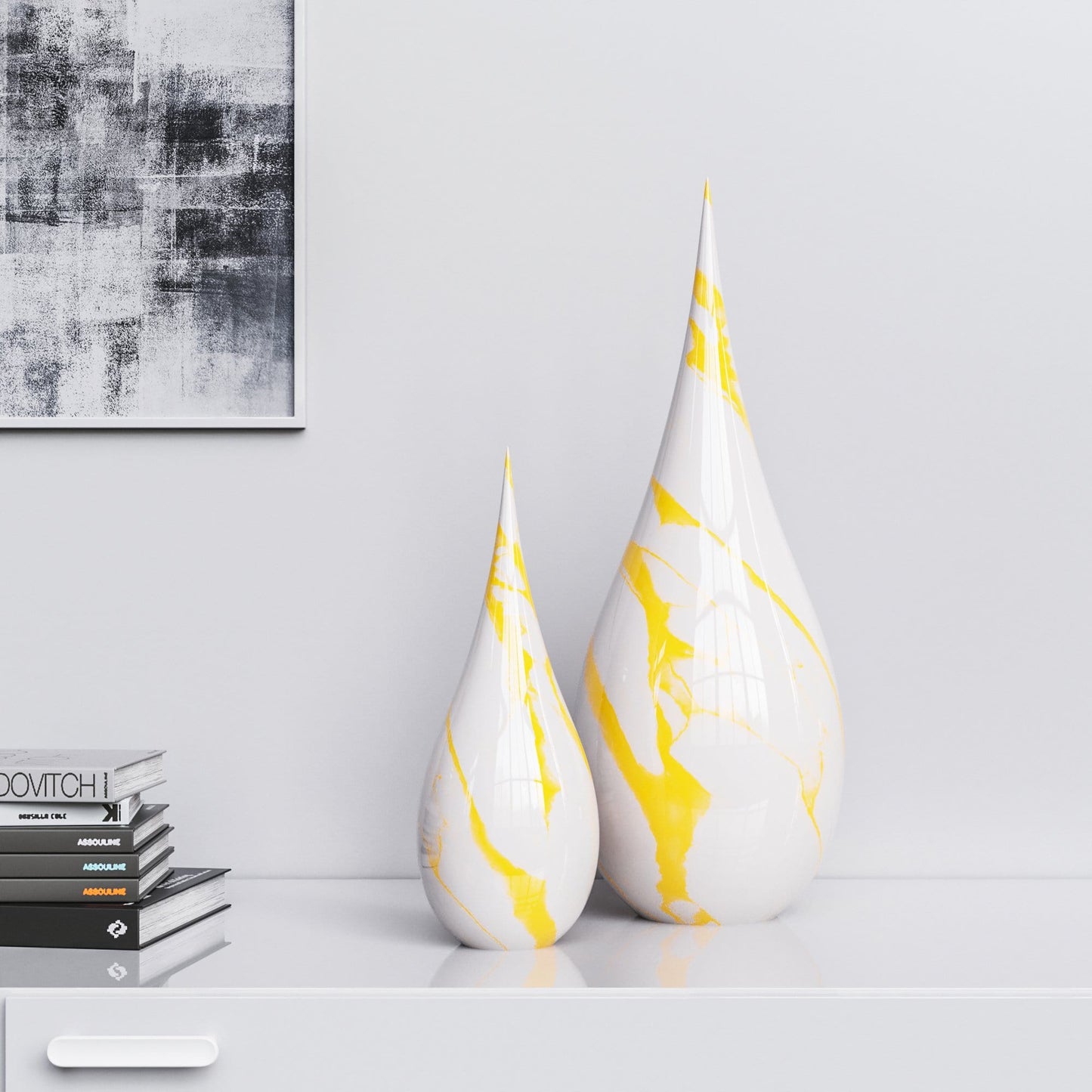 Ceramic Drop Set - White Marbles - Synchrony Art INC
