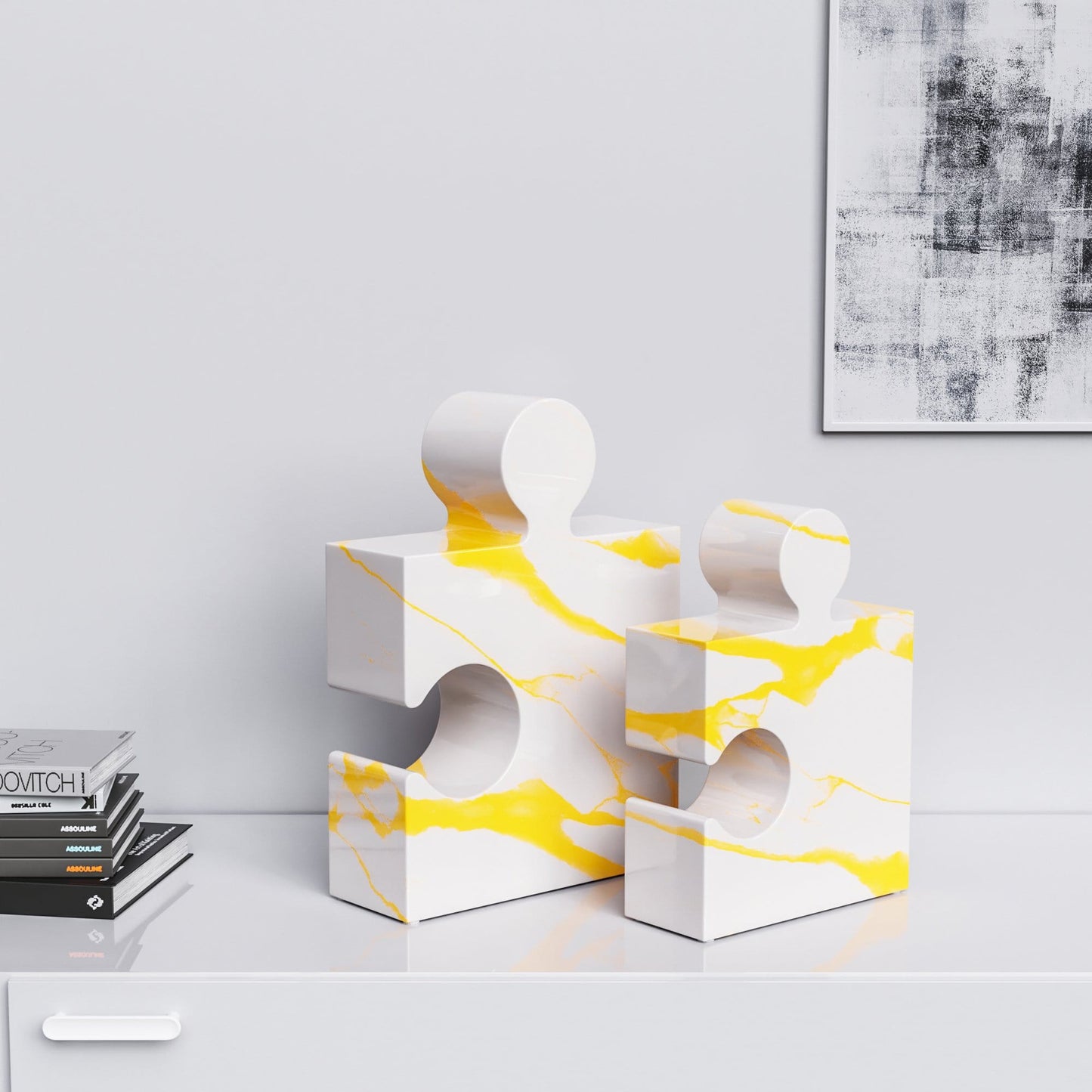 Ceramic Puzzle Set - Classic - White Marbles - Synchrony Art INC