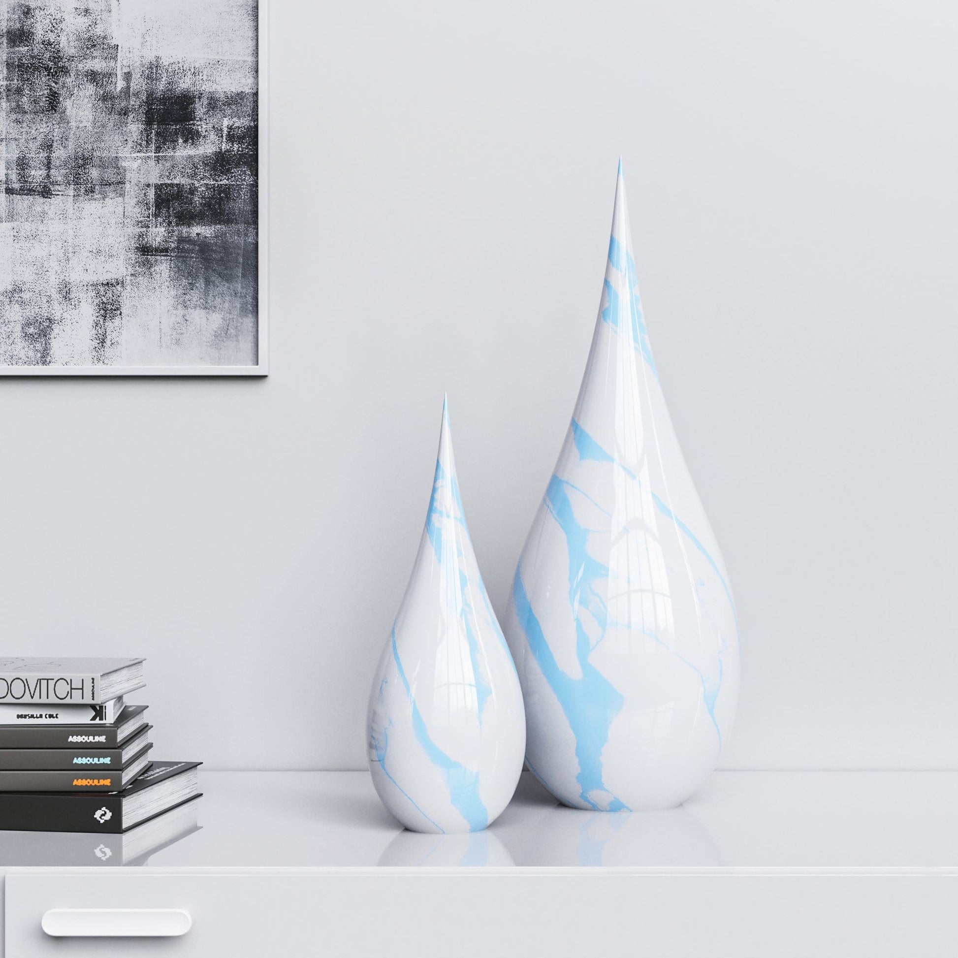 Ceramic Drop Set - White Marbles - Synchrony Art INC