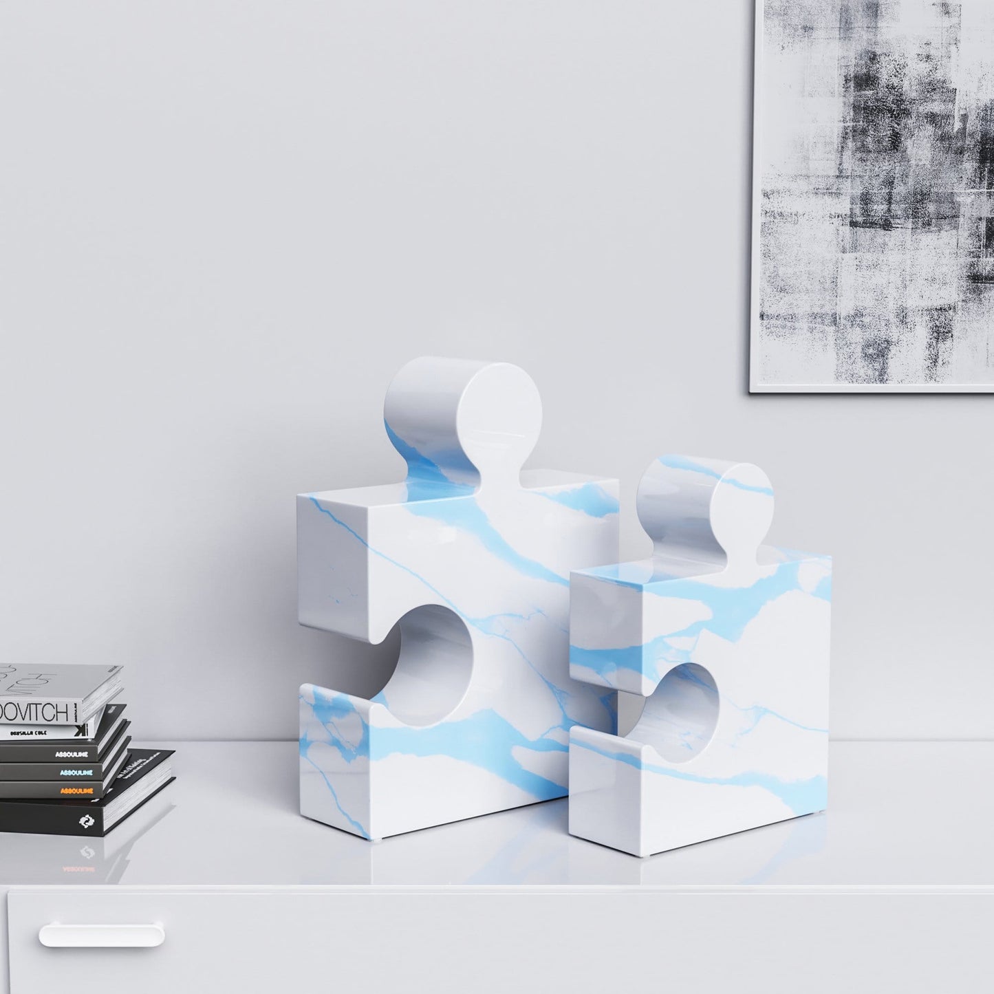 Ceramic Puzzle Set - Classic - White Marbles - Synchrony Art INC