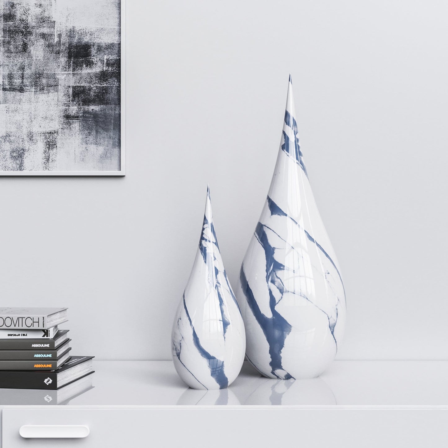 Ceramic Drop Set - White Marbles - Synchrony Art INC
