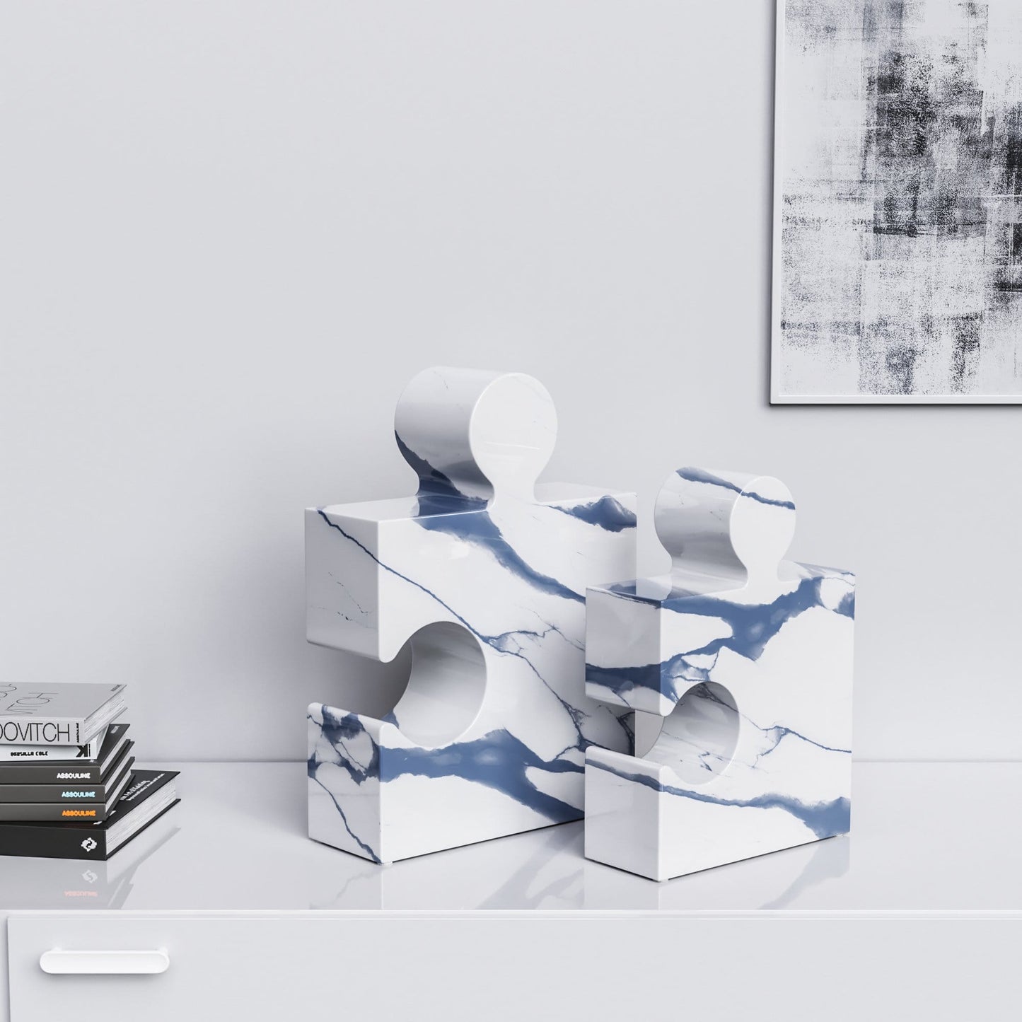 Ceramic Puzzle Set - Classic - White Marbles - Synchrony Art INC