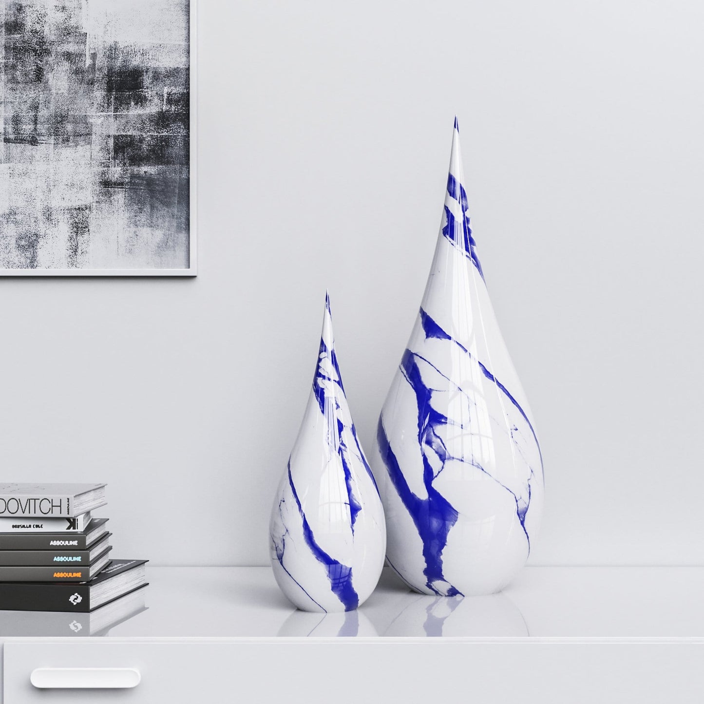 Ceramic Drop Set - White Marbles - Synchrony Art INC