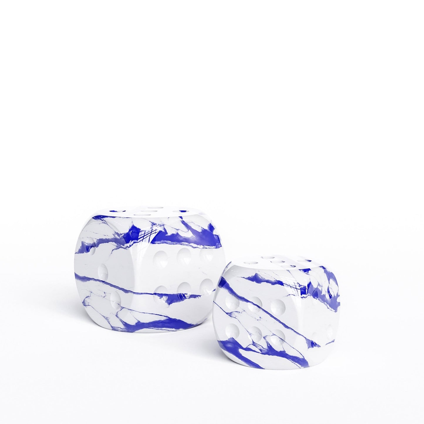 Ceramic Dice Set - White Marbles - Synchrony Art INC