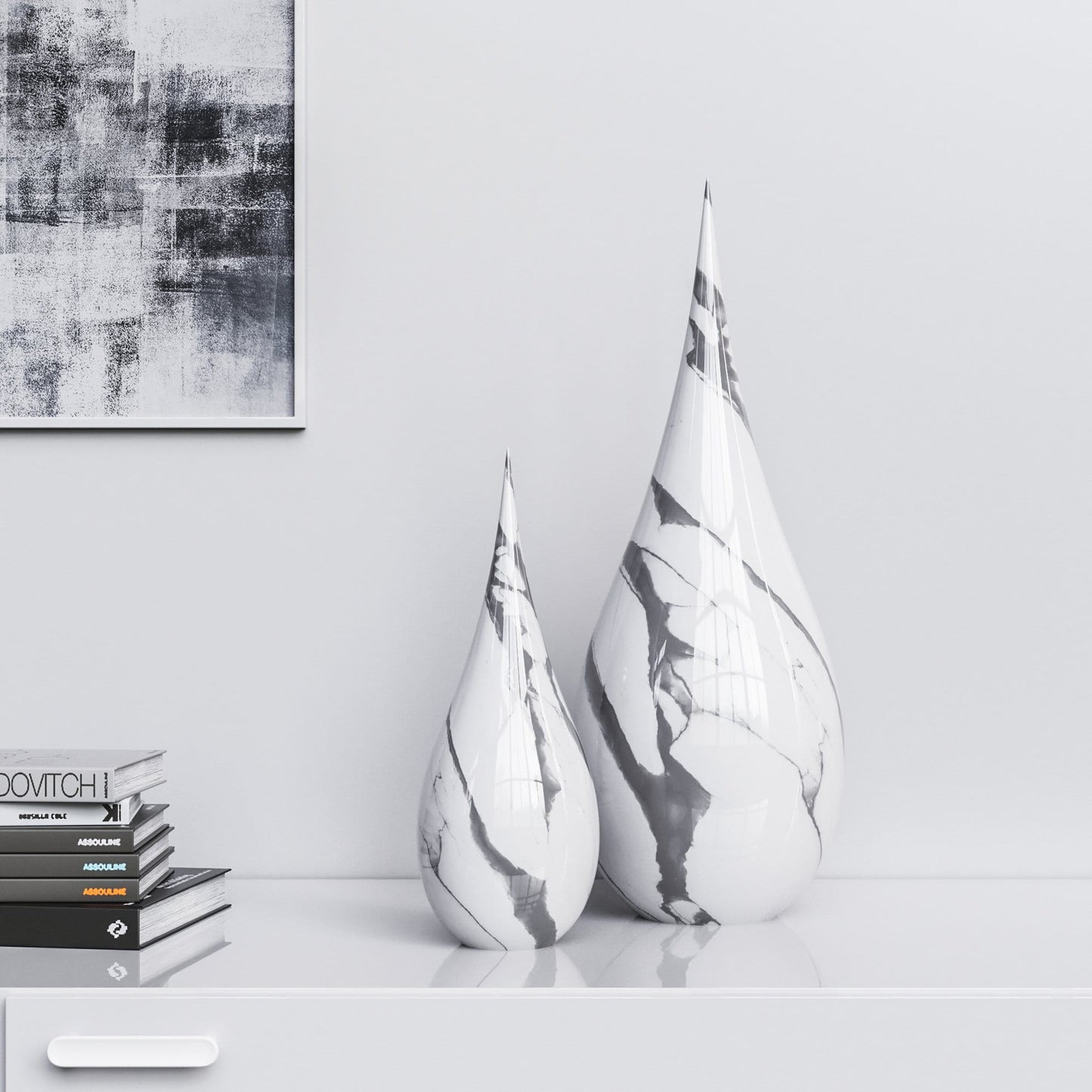 Ceramic Drop Set - White Marbles - Synchrony Art INC