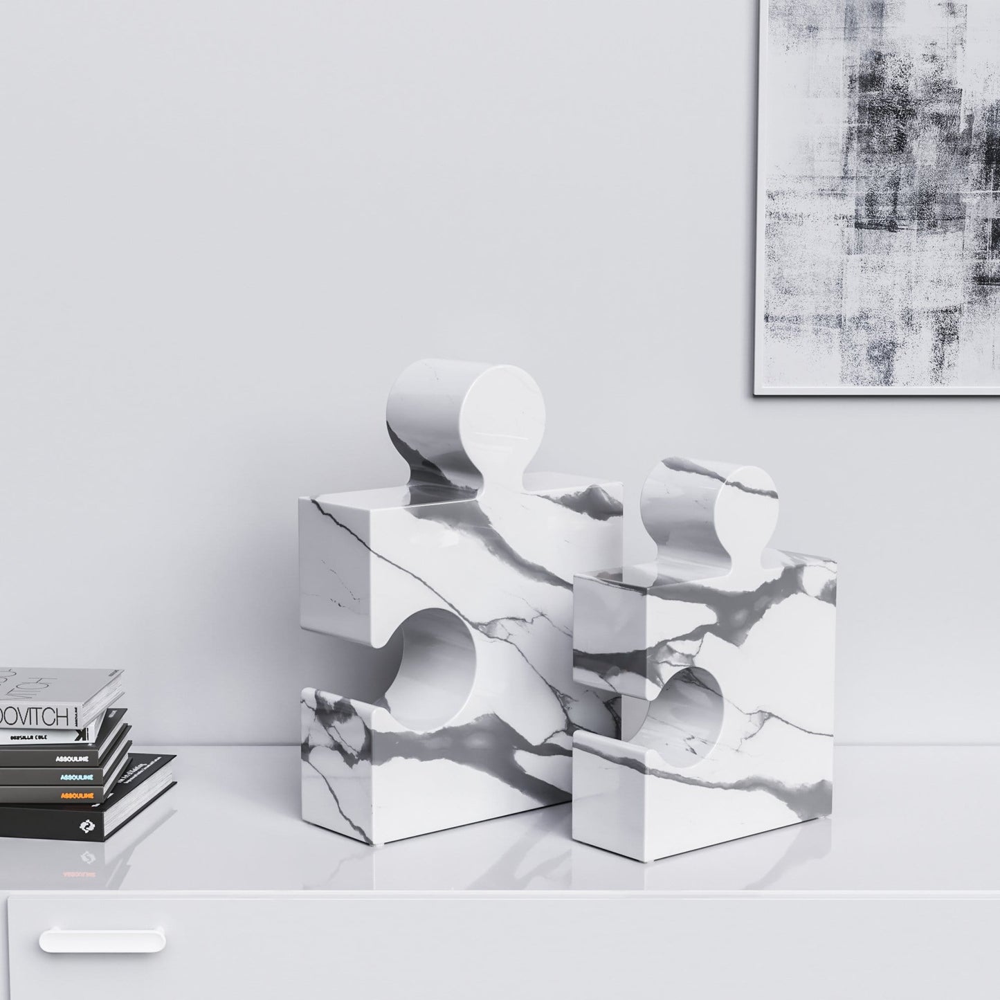 Ceramic Puzzle Set - Classic - White Marbles - Synchrony Art INC