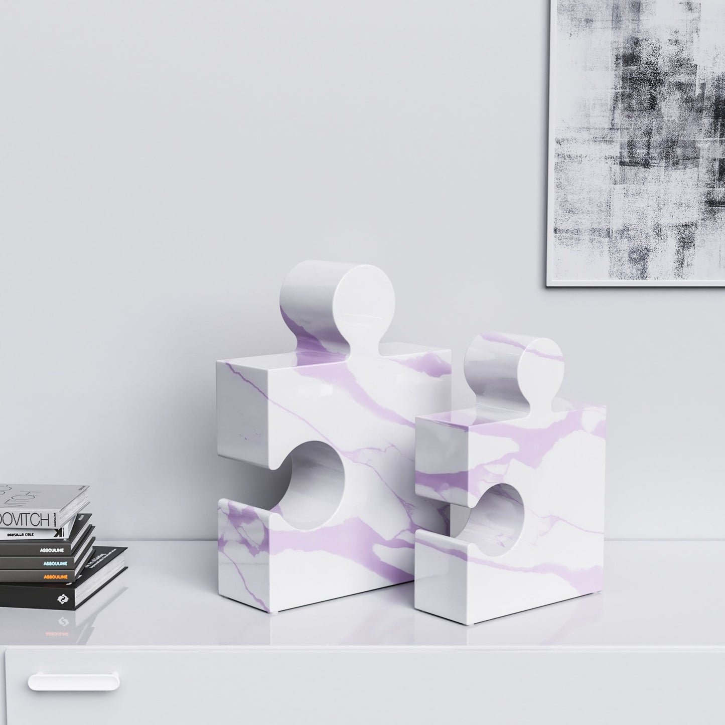 Ceramic Puzzle Set - Classic - White Marbles - Synchrony Art INC