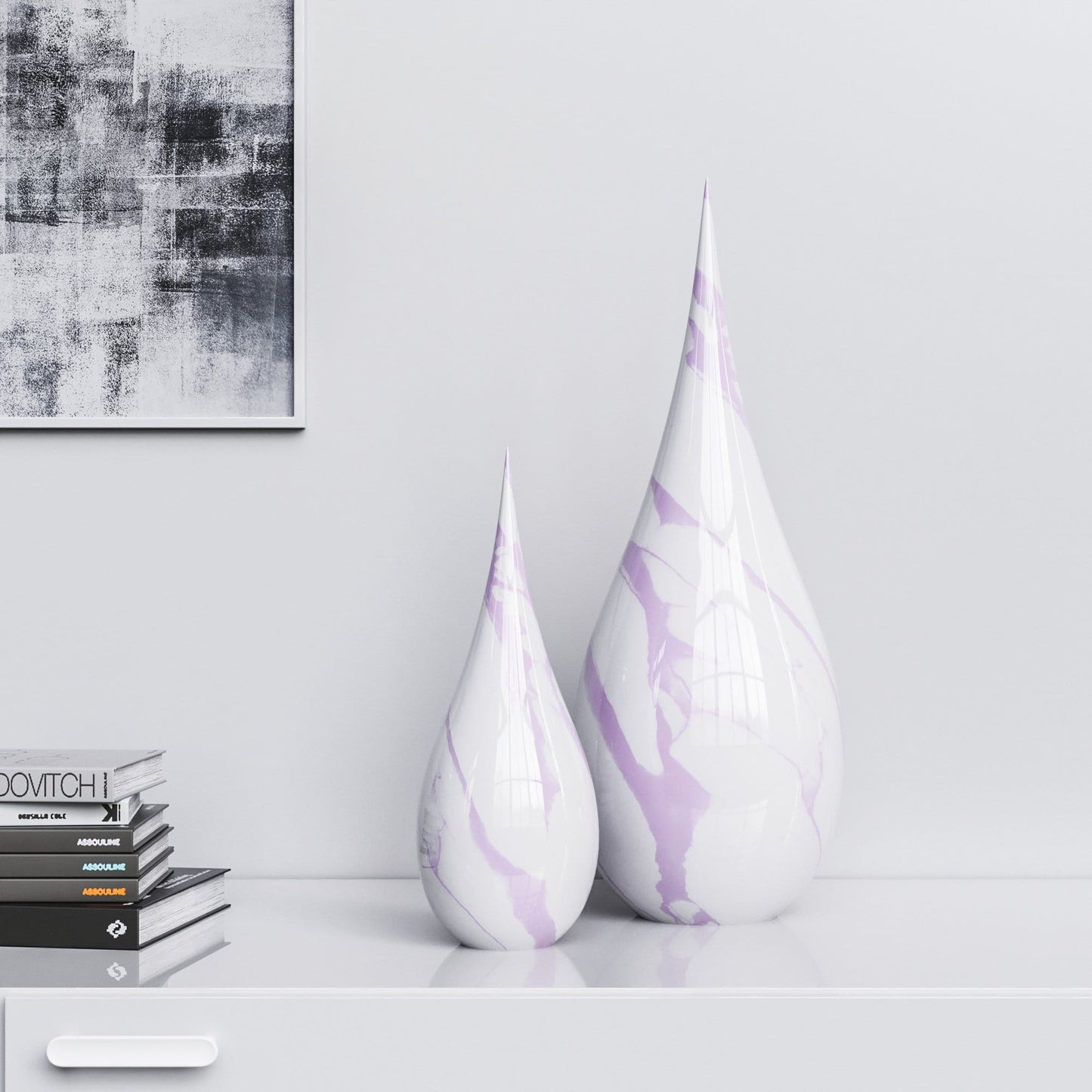 Ceramic Drop Set - White Marbles - Synchrony Art INC
