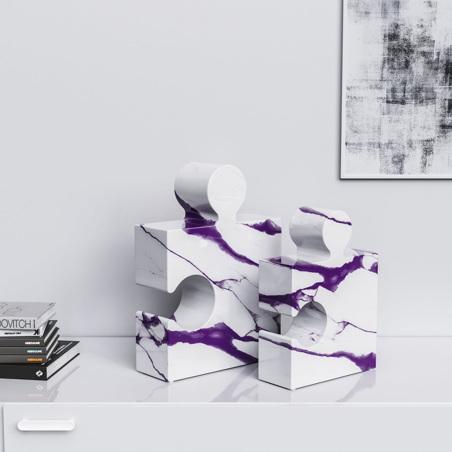Ceramic Puzzle Set - Classic - White Marbles - Synchrony Art INC