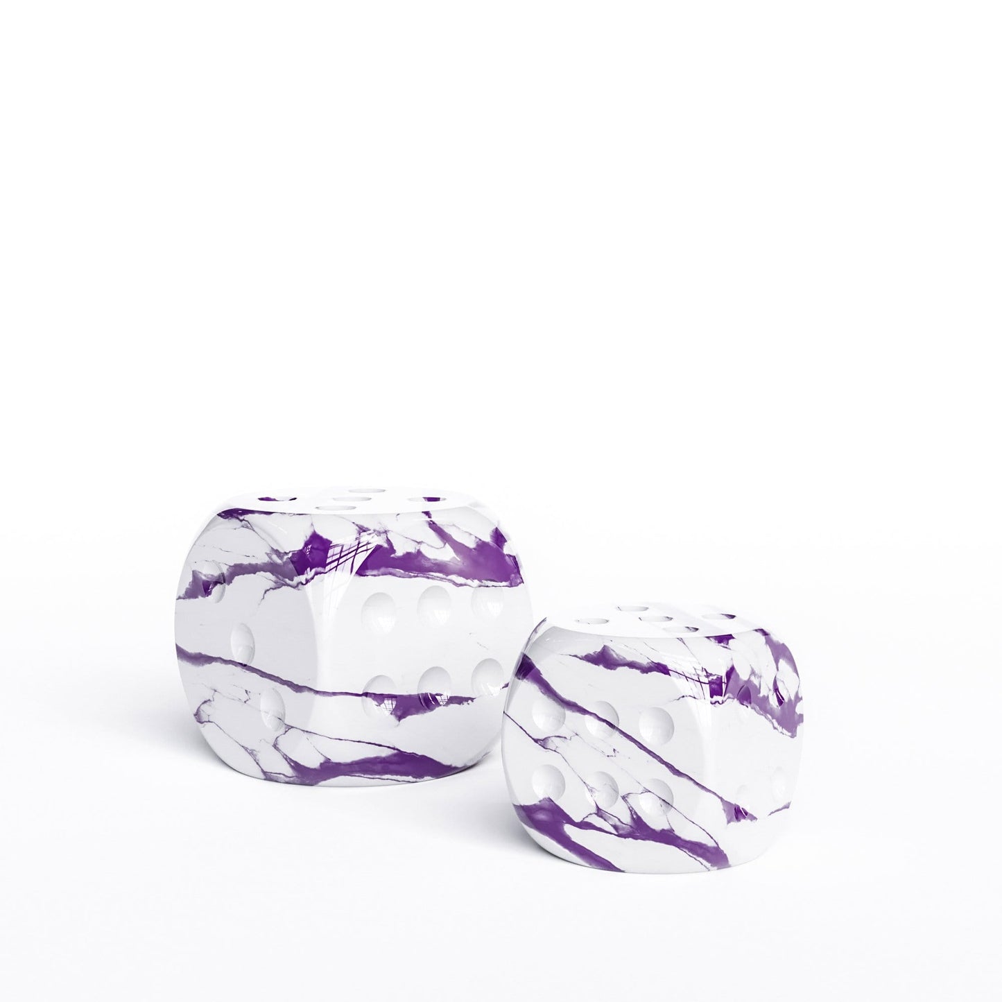 Ceramic Dice Set - White Marbles - Synchrony Art INC
