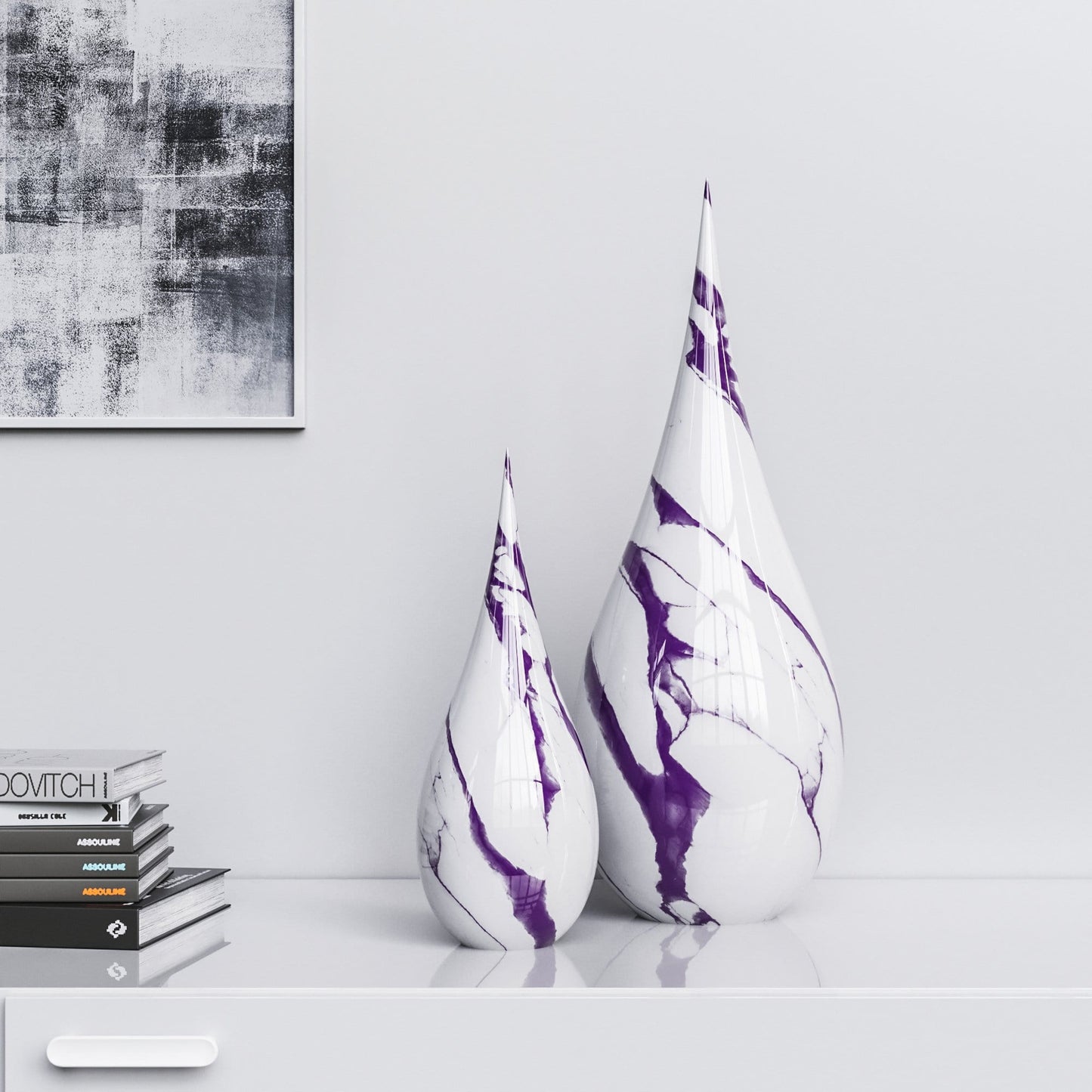 Ceramic Drop Set - White Marbles - Synchrony Art INC
