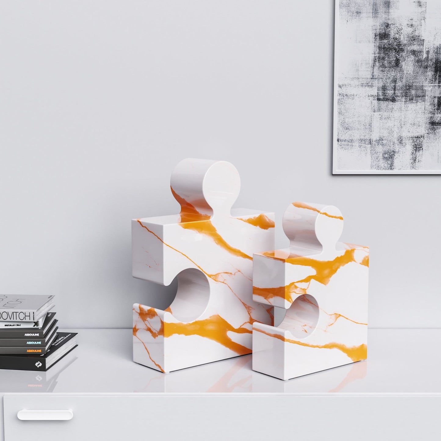 Ceramic Puzzle Set - Classic - White Marbles - Synchrony Art INC