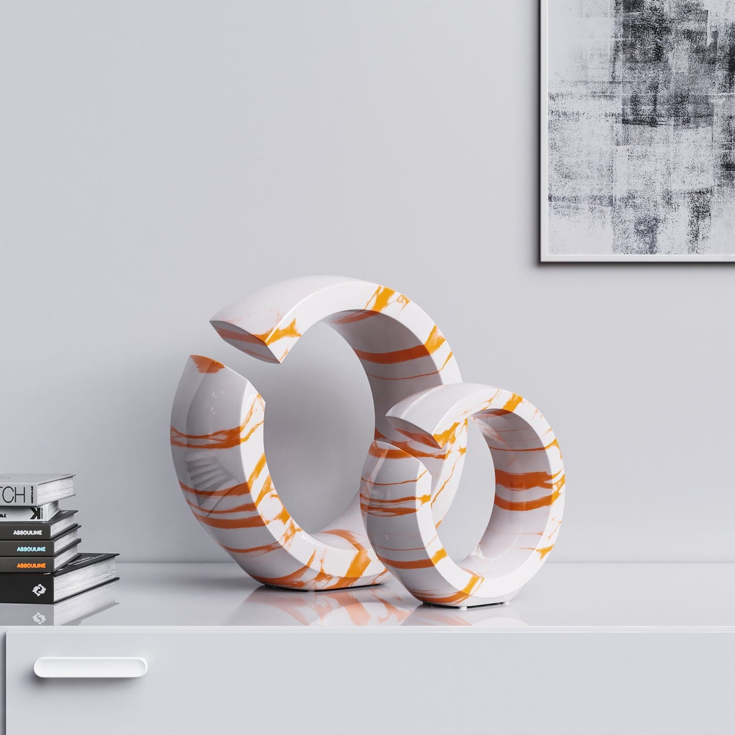 Ceramic Ring Set - White Marbles - Synchrony Art INC