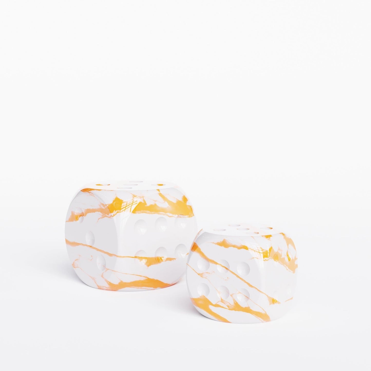 Ceramic Dice Set - White Marbles - Synchrony Art INC