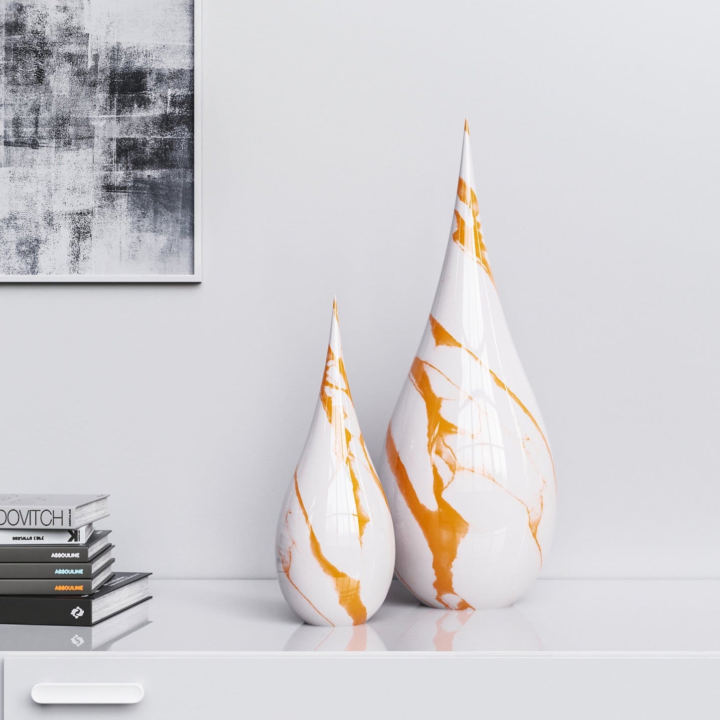 Ceramic Drop Set - White Marbles - Synchrony Art INC