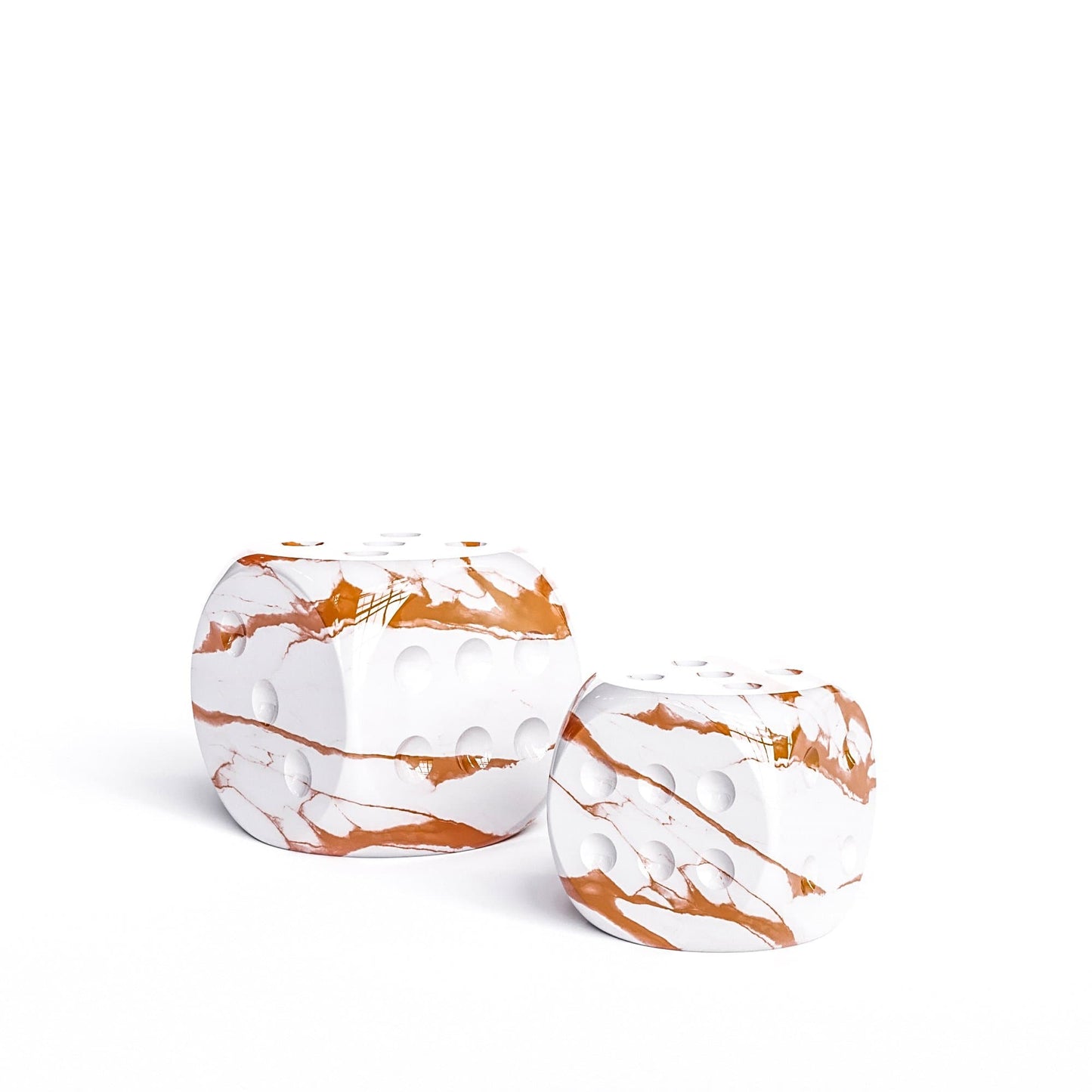 Ceramic Dice Set - White Marbles - Synchrony Art INC