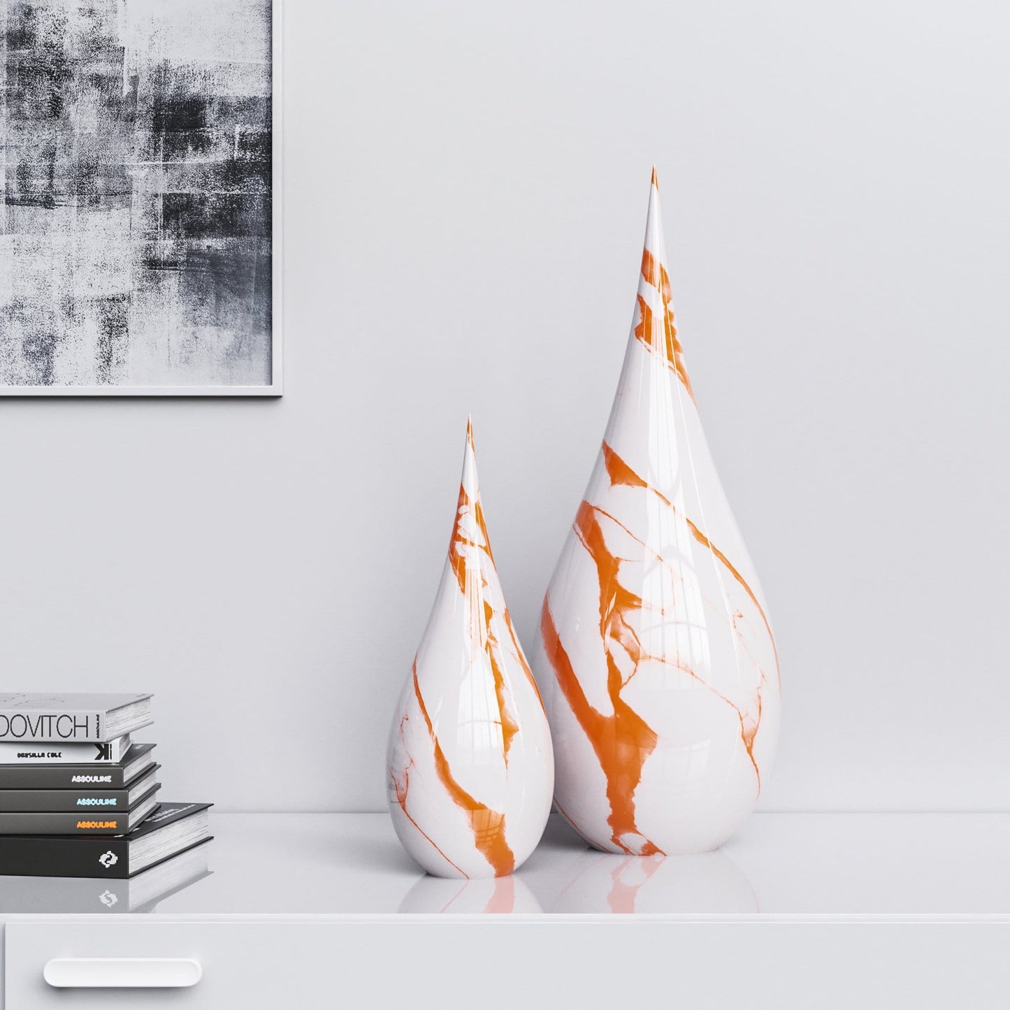 Ceramic Drop Set - White Marbles - Synchrony Art INC