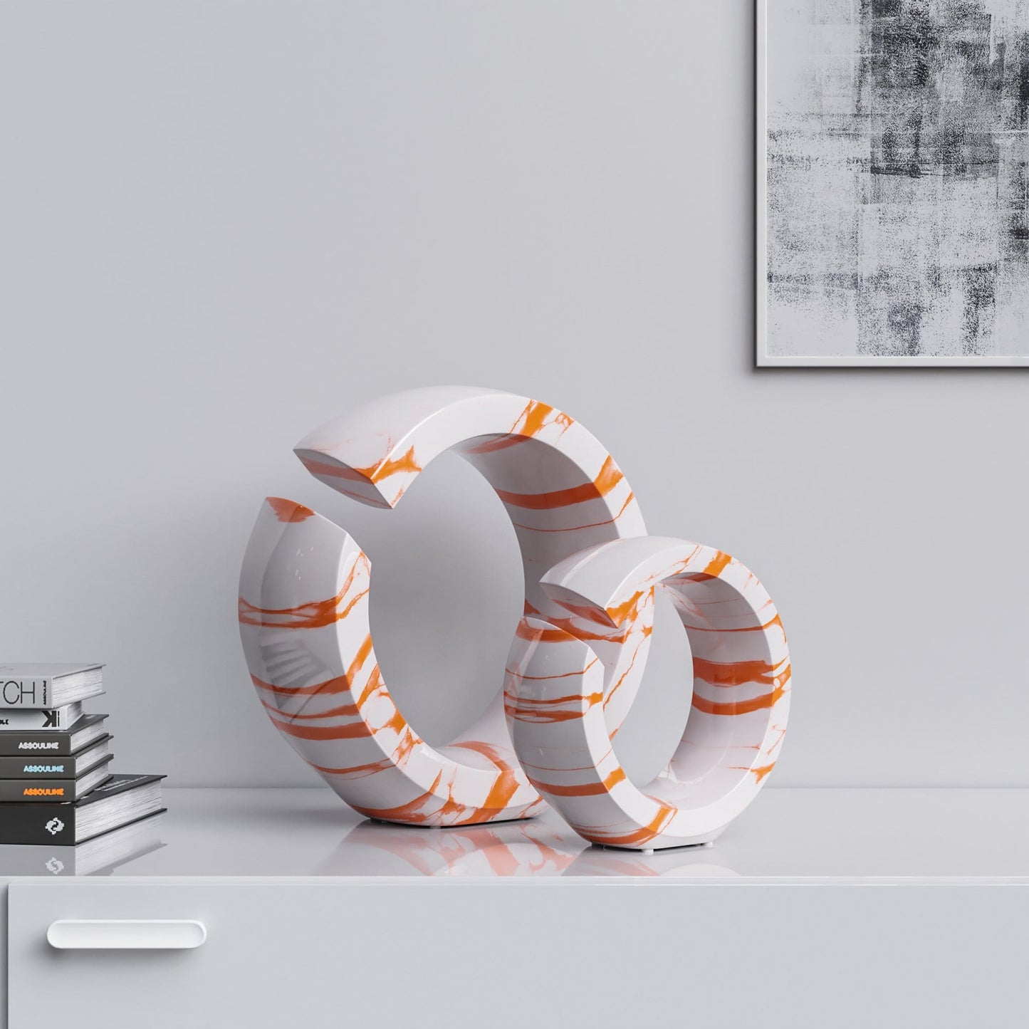 Ceramic Ring Set - White Marbles - Synchrony Art INC