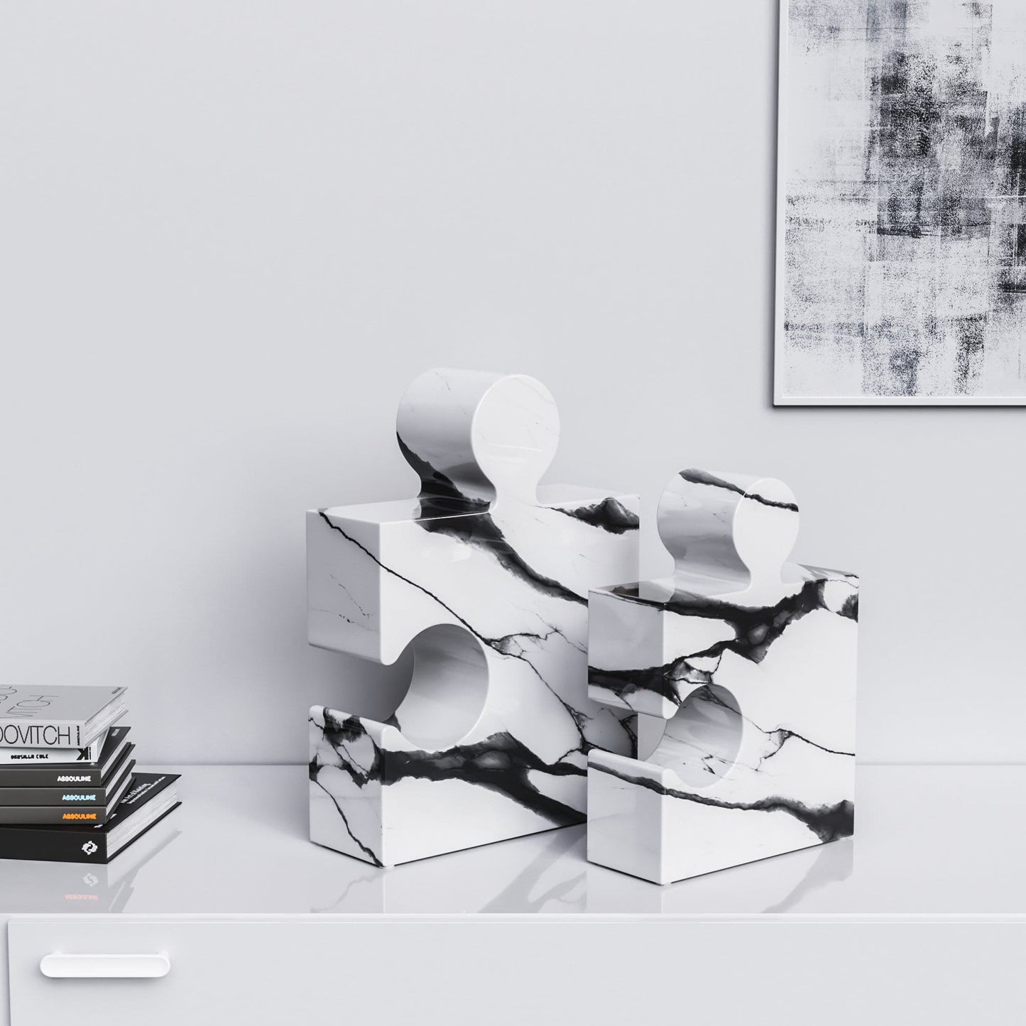 Ceramic Puzzle Set - Classic - White Marbles - Synchrony Art INC