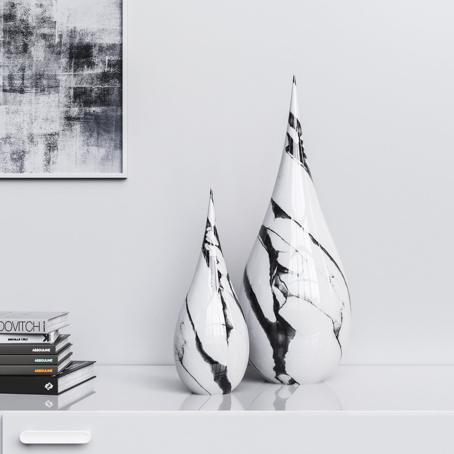 Ceramic Drop Set - White Marbles - Synchrony Art INC