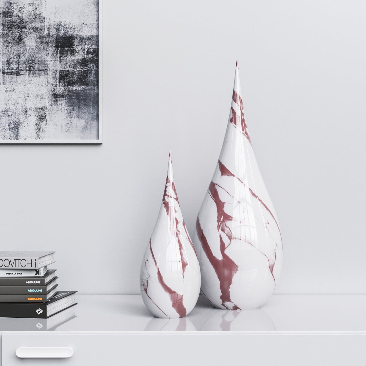 Ceramic Drop Set - White Marbles - Synchrony Art INC