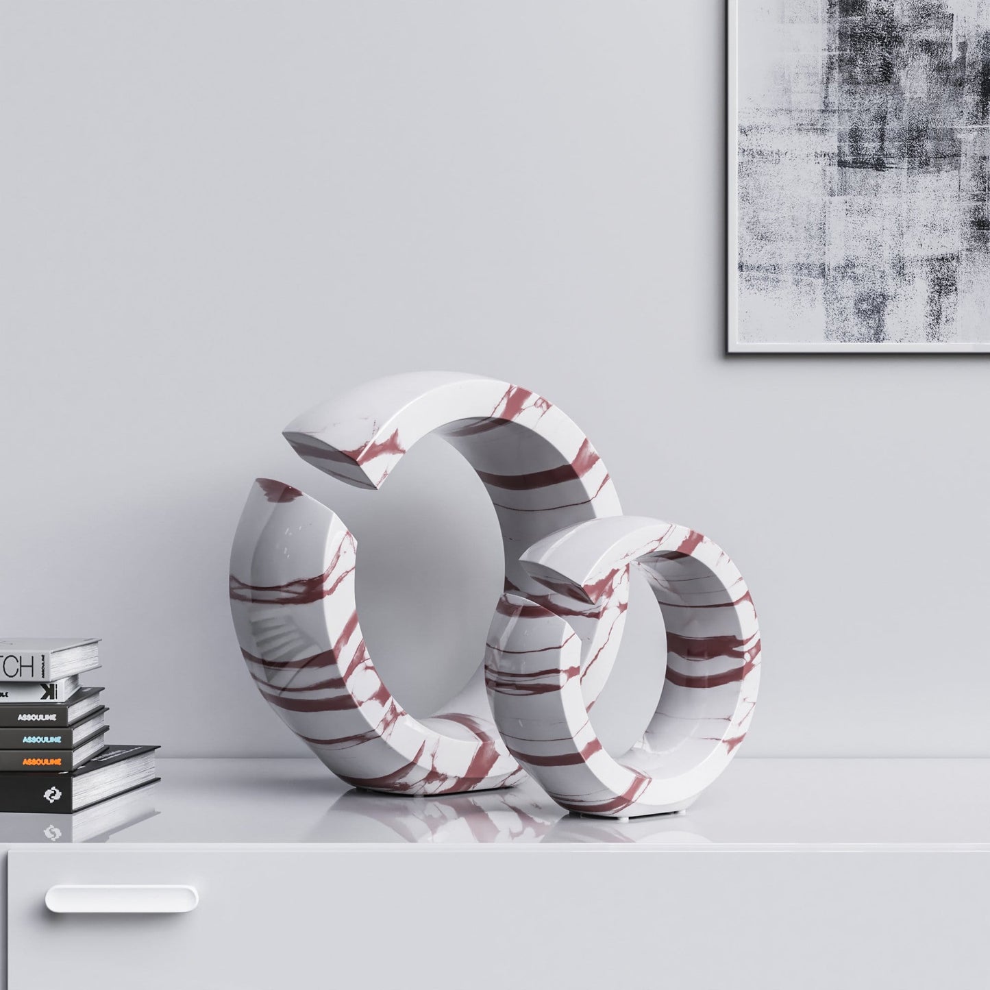 Ceramic Ring Set - White Marbles - Synchrony Art INC