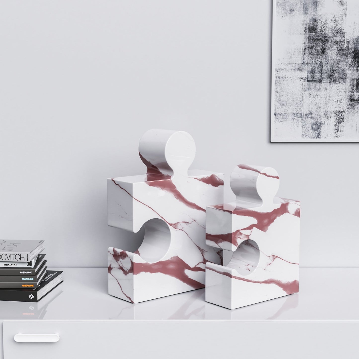 Ceramic Puzzle Set - Classic - White Marbles - Synchrony Art INC