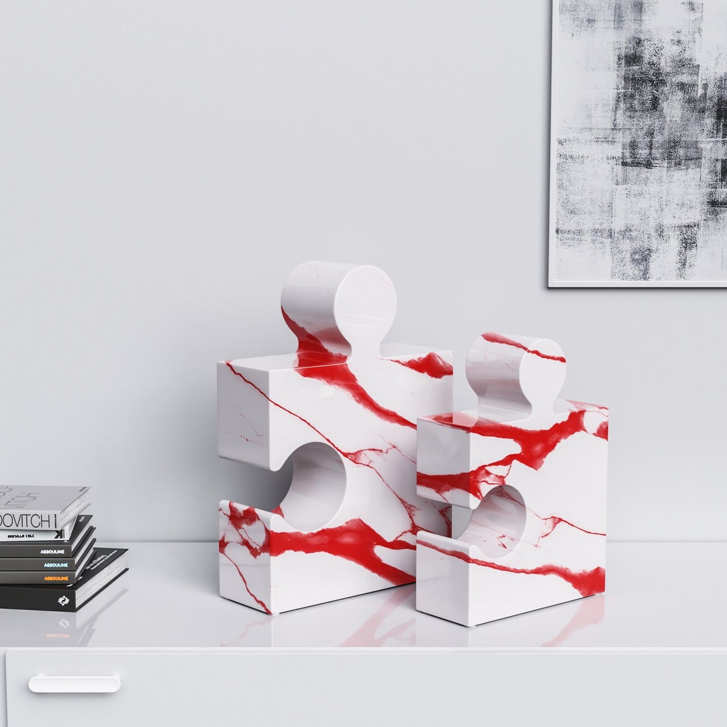 Ceramic Puzzle Set - Classic - White Marbles - Synchrony Art INC