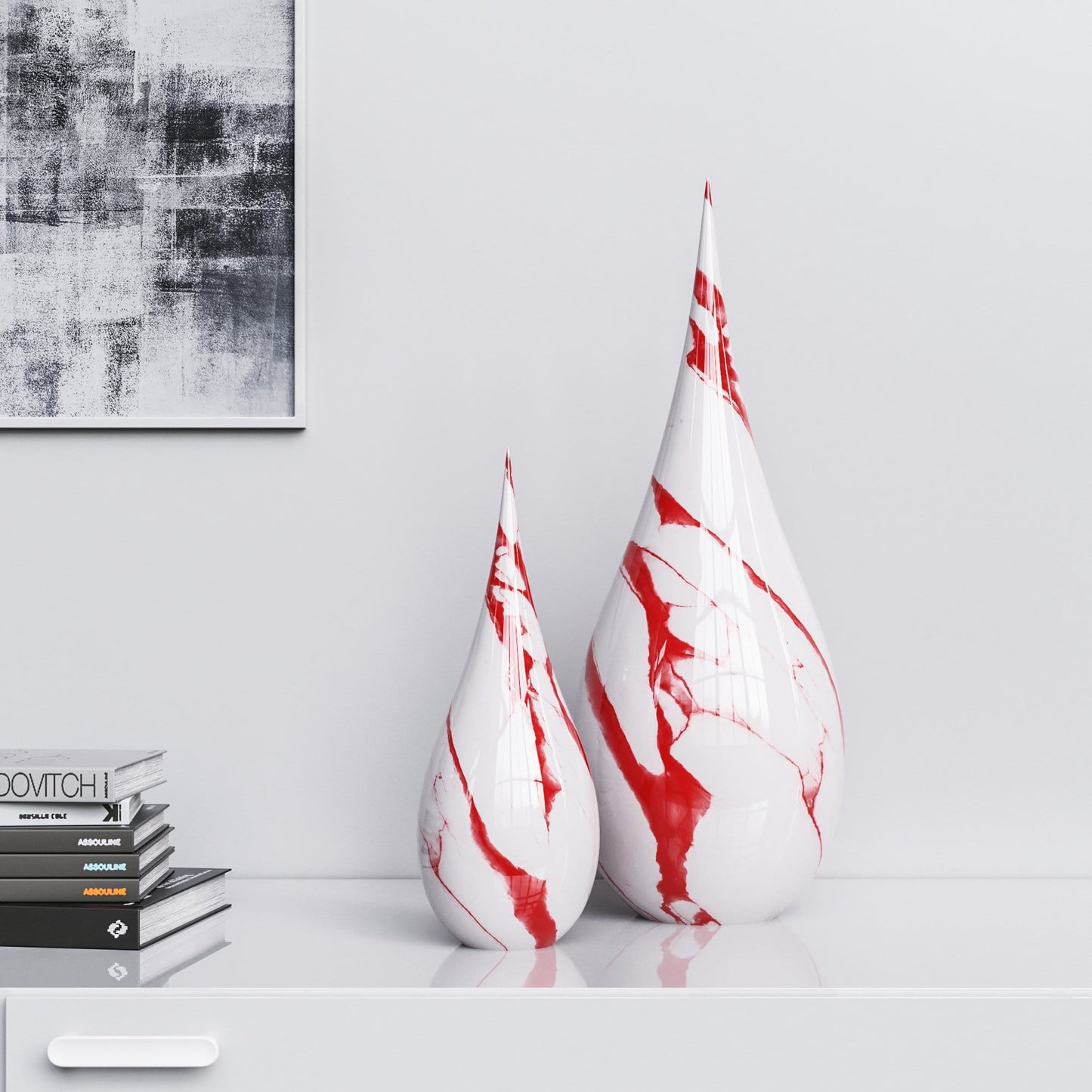 Ceramic Drop Set - White Marbles - Synchrony Art INC