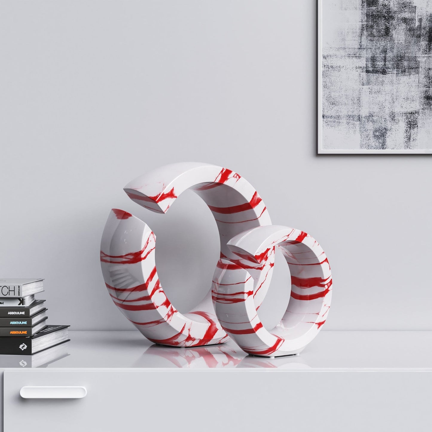 Ceramic Ring Set - White Marbles - Synchrony Art INC