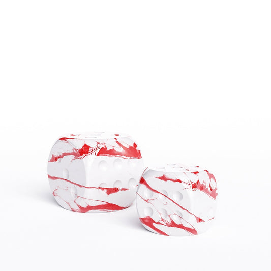 Ceramic Dice Set - White Marbles - Synchrony Art INC