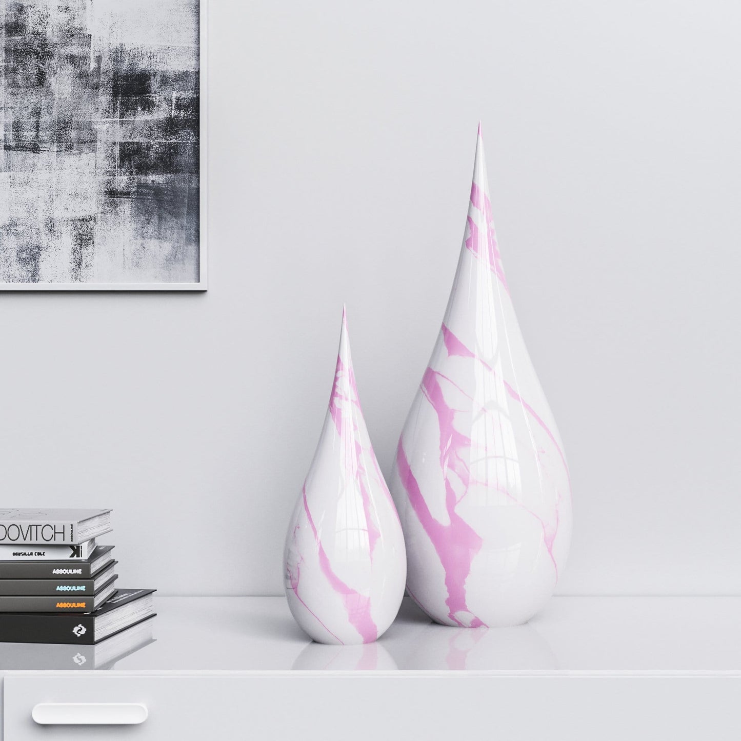 Ceramic Drop Set - White Marbles - Synchrony Art INC