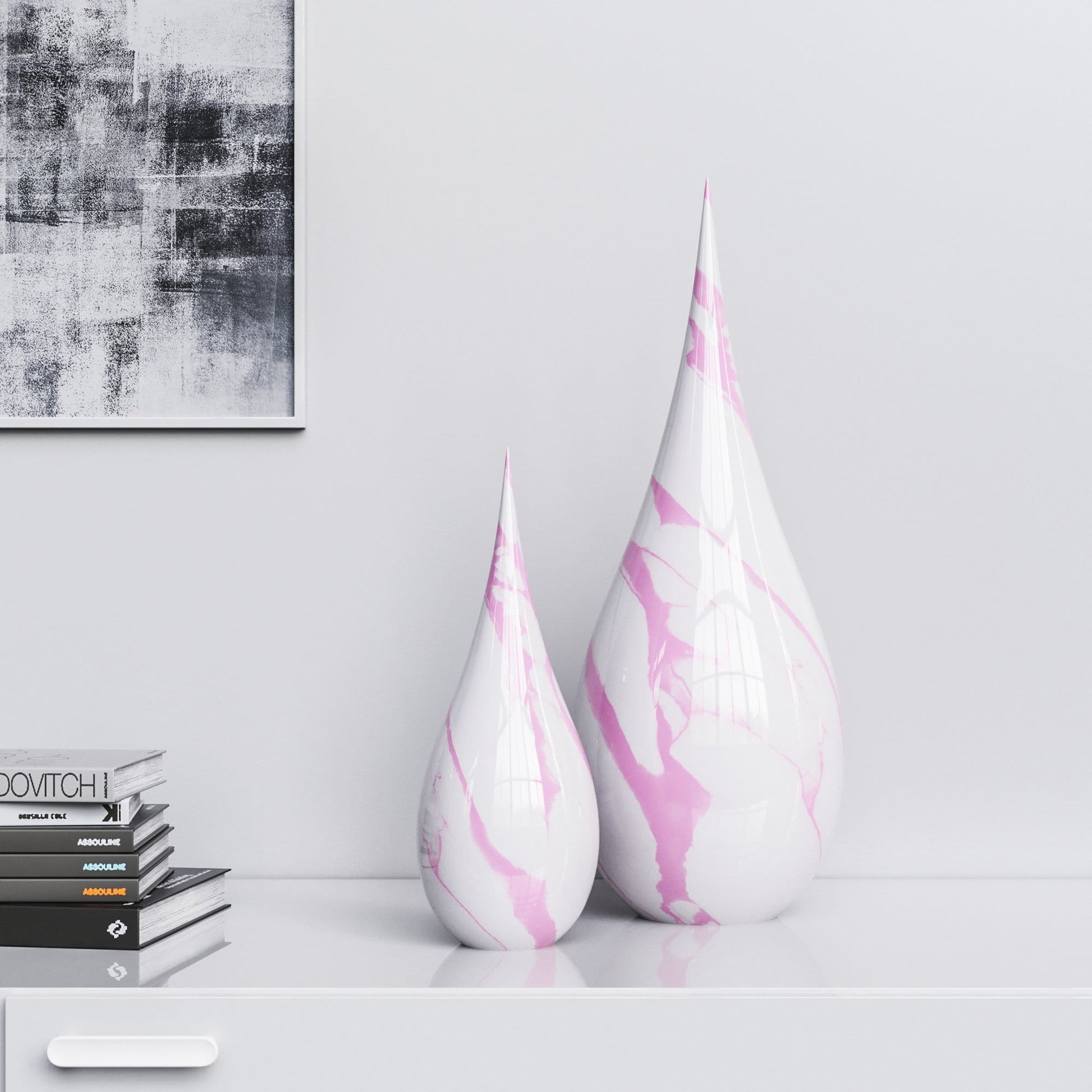 Ceramic Drop Set - White Marbles - Synchrony Art INC