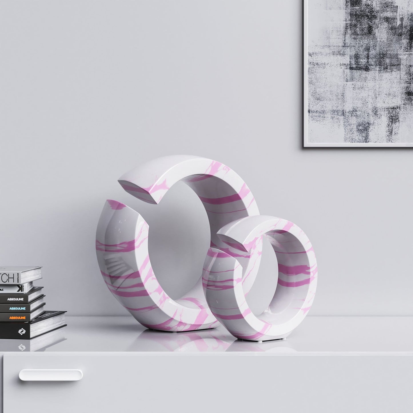 Ceramic Ring Set - White Marbles - Synchrony Art INC