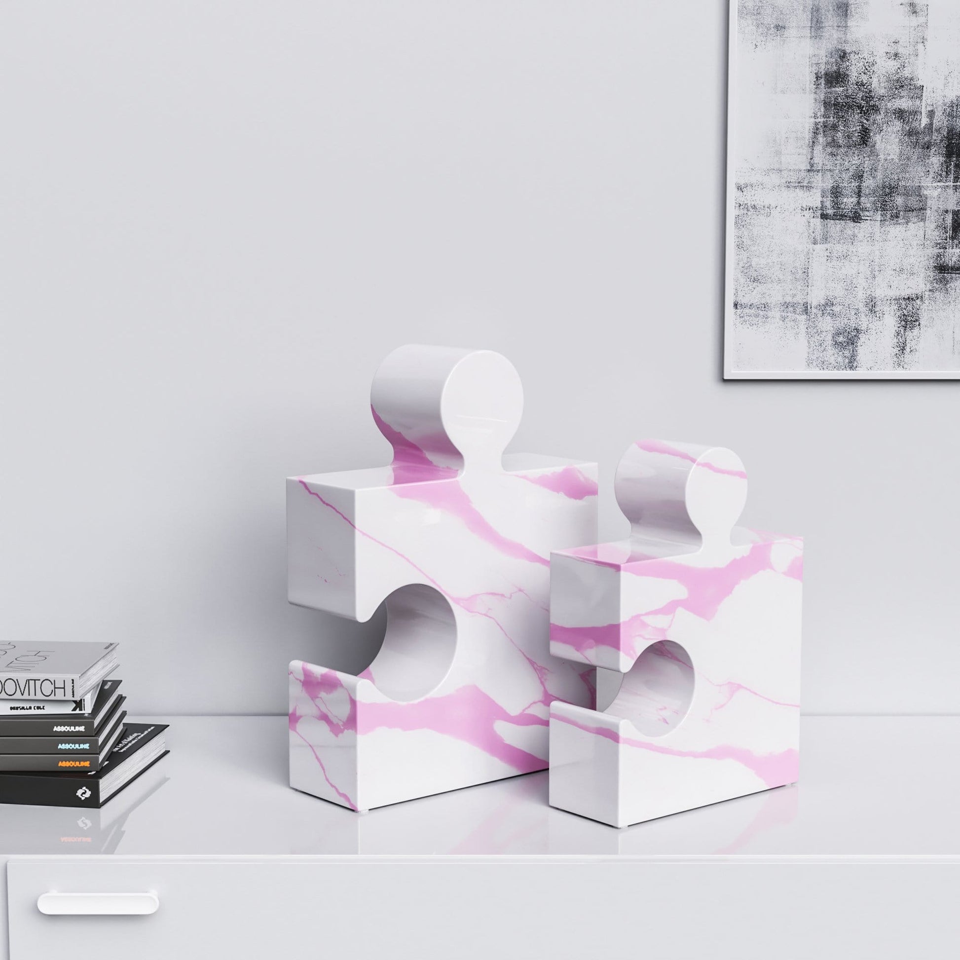 Ceramic Puzzle Set - Classic - White Marbles - Synchrony Art INC