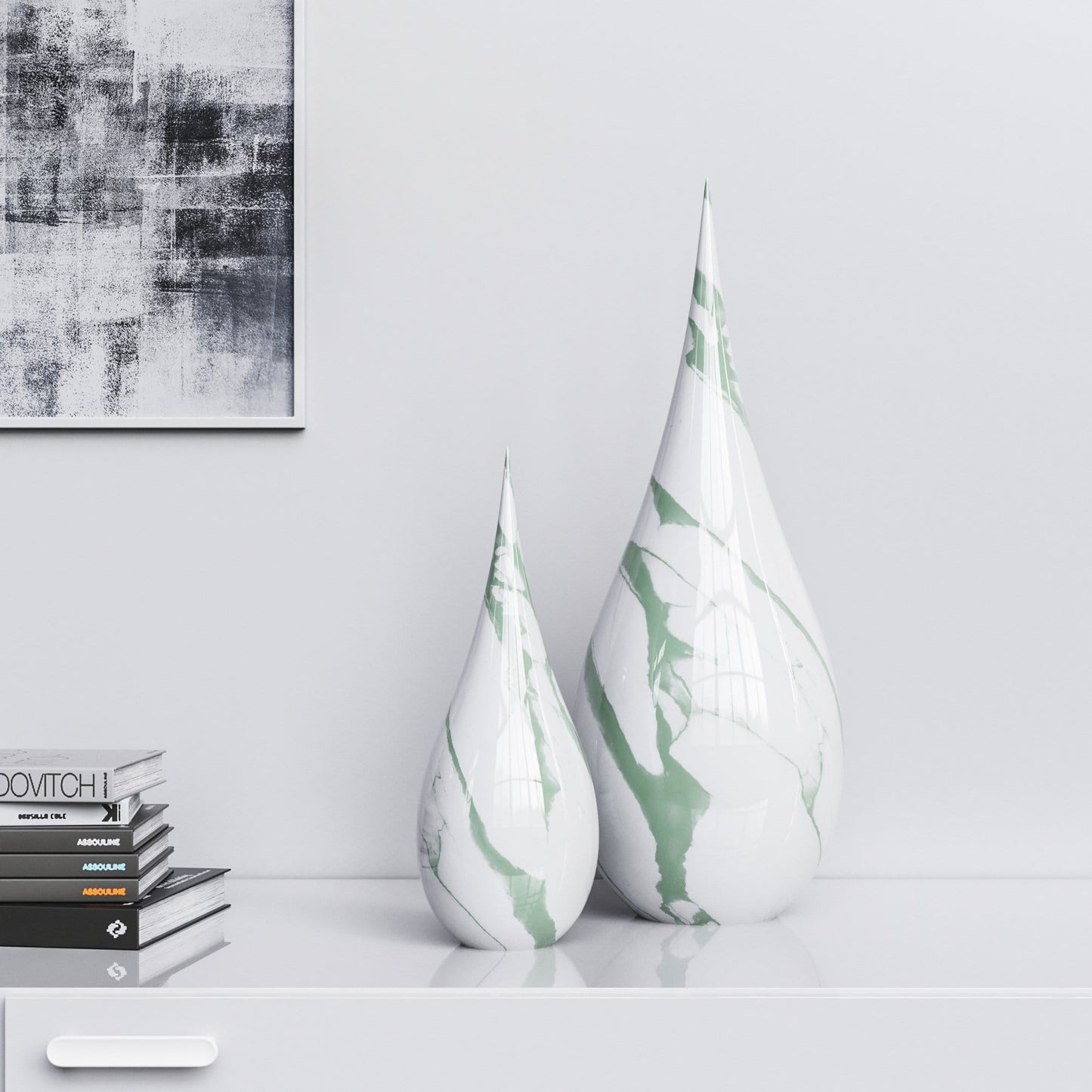 Ceramic Drop Set - White Marbles - Synchrony Art INC
